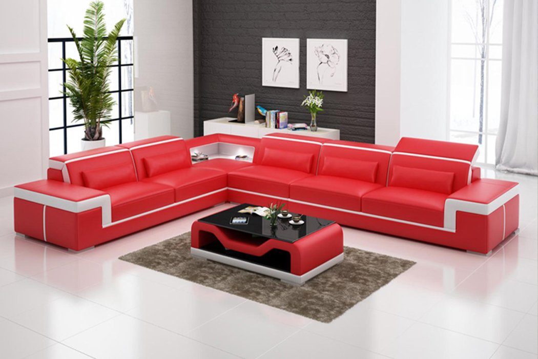 JVmoebel Ecksofa, Designer Sofa Couch Ecksofa Polster Garnitur Wohnlandschaft L-Form Rot