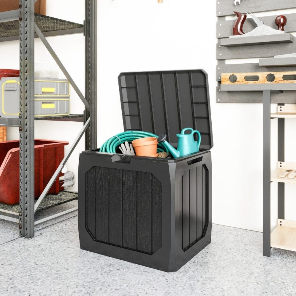 CHICFURN Gartenbox Schwarze Kunststoffbox 121L für Außenbereich (Packung, 1 St., Praktische Aufbewahrung mit Tragegriffen), Platzsparend & pflegeleicht für Terrasse & Garten