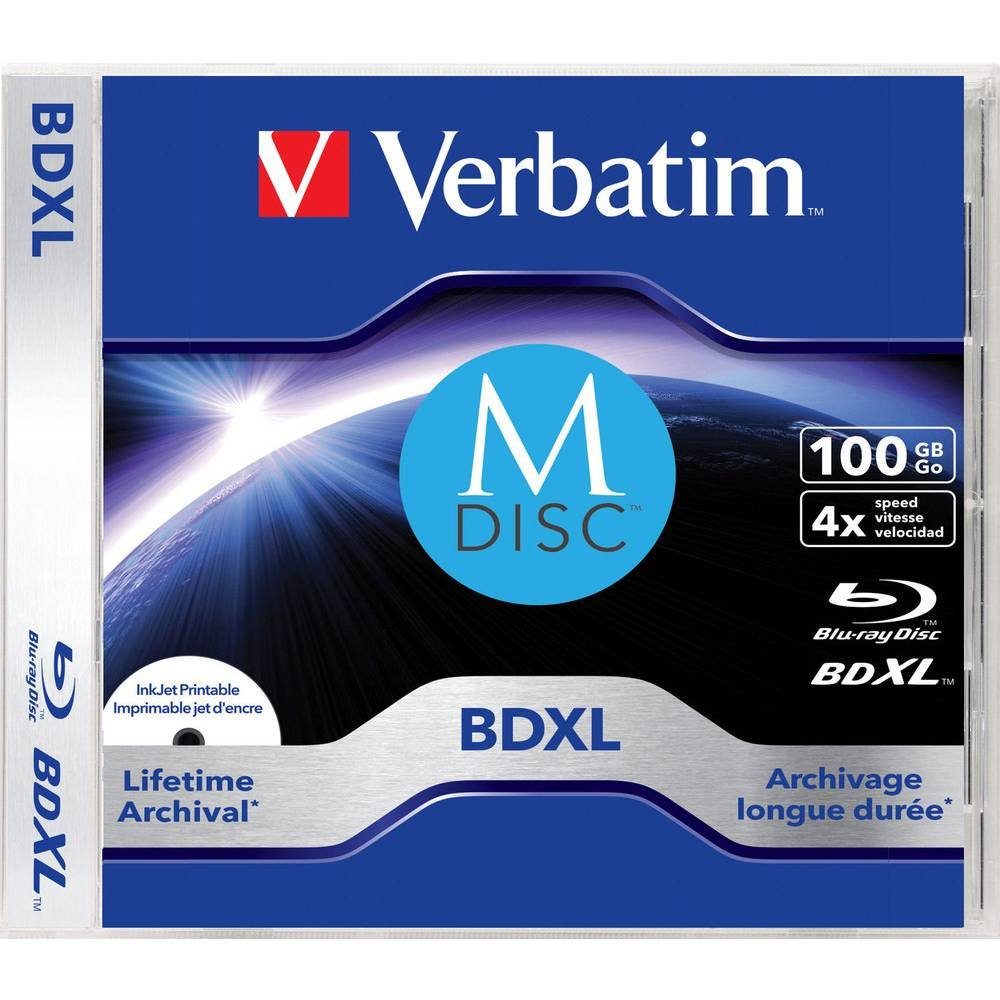 Verbatim Blu-ray-Rohling M-Disc BR-D XL 100GB 4x 1er 43833, Bedruckbar