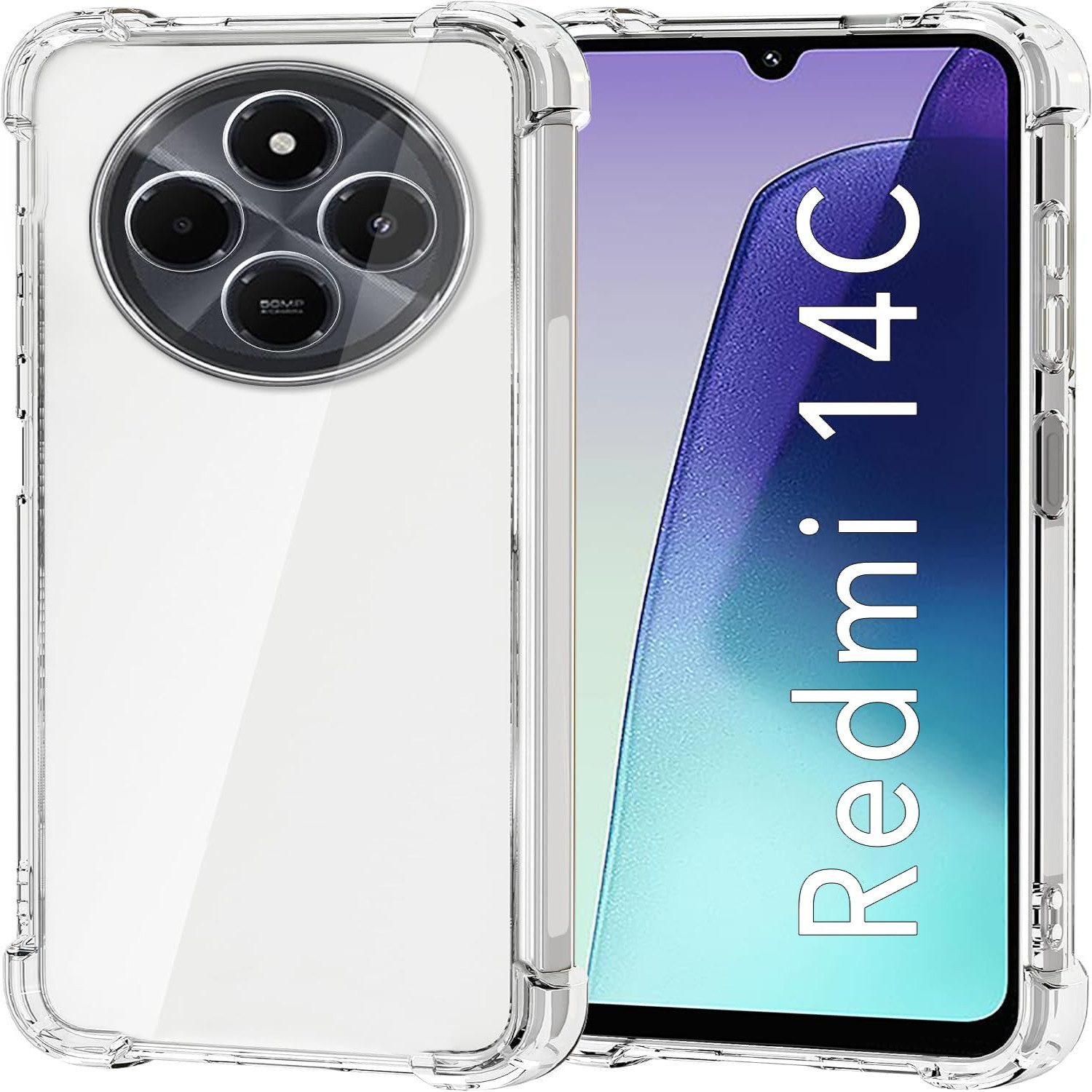 Wigento Handyhülle für Xiaomi Redmi 17C 4G / 14C 4G TPU Silikon Stoßfest Flexibel Airbag, Silikon TPU Handy Schutz Hülle verstärkte Ecken