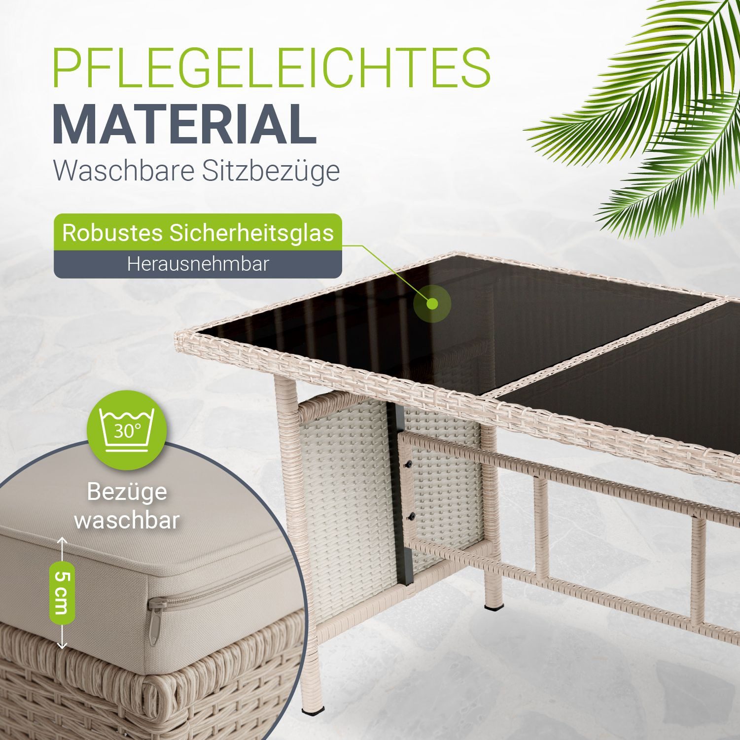 Juskys Gartenlounge-Set Manacor, (Gartenlounge), Polyrattan Gartenmöbel-Set mit Garten-Sofa, Garten-Tisch und 2 Hocker
