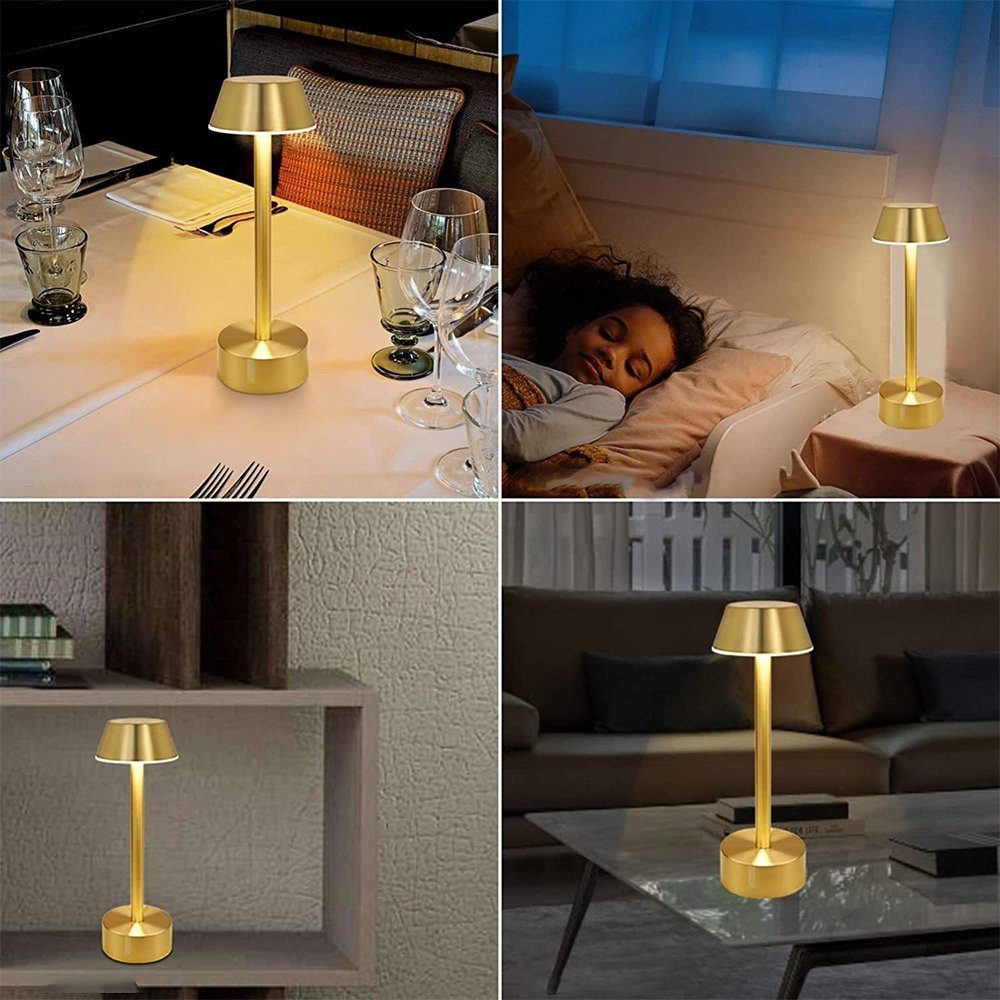 Tischleuchte Bettlampe dimmbar Tischleuchte AKKEE Kabellos Tischlampe Modern auflader, Für drinnen Warmweiß, touch Akku draußen wasserdicht und LED Outdoor