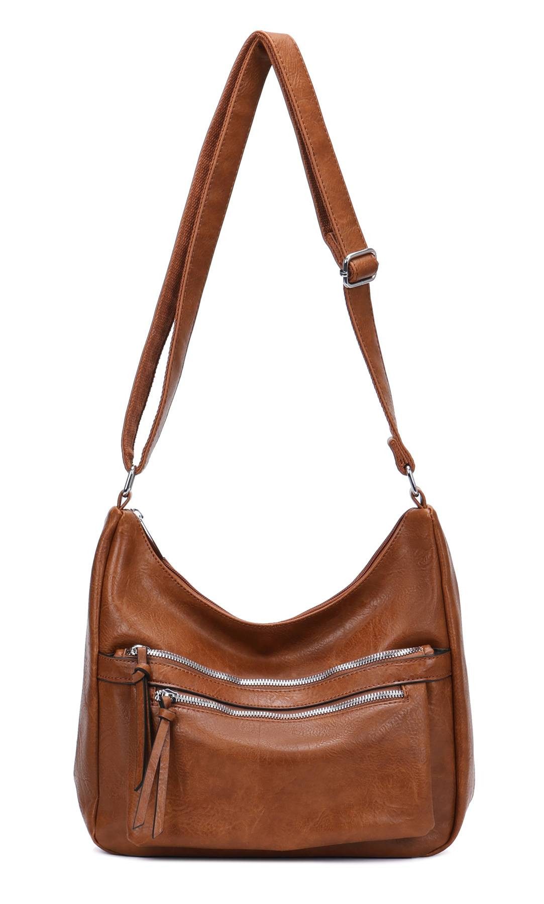 ITALYSHOP24 Schultertasche Damen Tasche Shopper Umhängetasche Crossbody Han günstig online kaufen