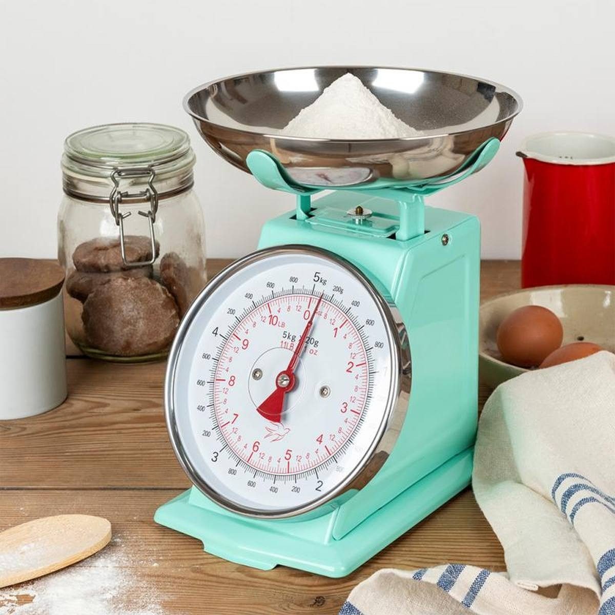 Rex London Küchenwaage Mechanische Küchenwaage mit Edelstahlschüssel für Backen & Kochen