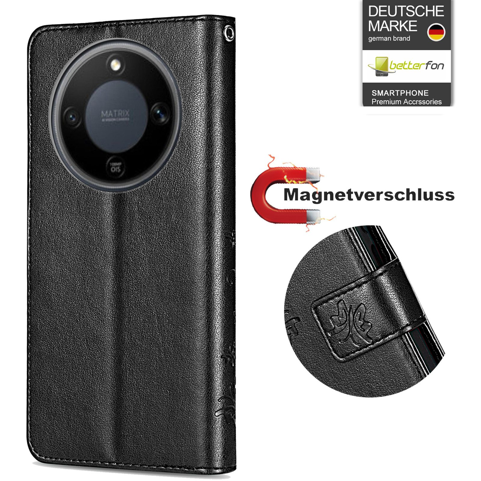 betterfon Handyhülle für Honor Magic 8 Lite Hülle Klapphülle Wallet Case Flip Cover Tasche, Klapptasche mit Magnetverschluss 3 Kartenfächer & Standfunktion – Bild 2 von 5