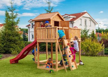 FUNGOO Spielturm My SIDE Step On, mit Schaukel & Rutsche, Kletterwand, Spielhau