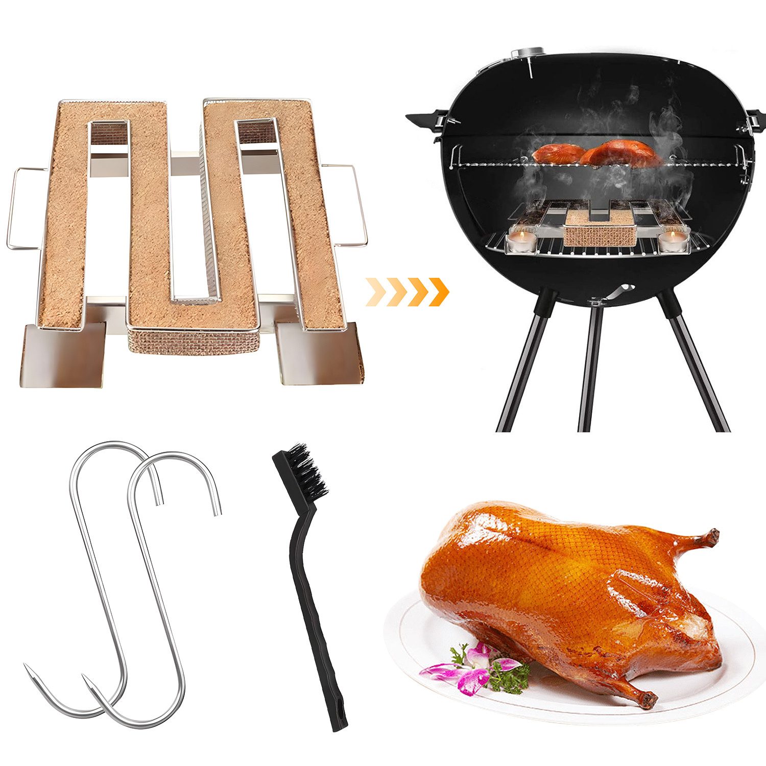SURFOU Räucherbox Kaltrauchgenerator mit Henkel Edelstahl Räucherschnecke Räucherspirale (Rauchgenerator für Grills, BBQ, Food Smoker, Räucheröfe) Mit Griff Kal – Bild 2 von 5