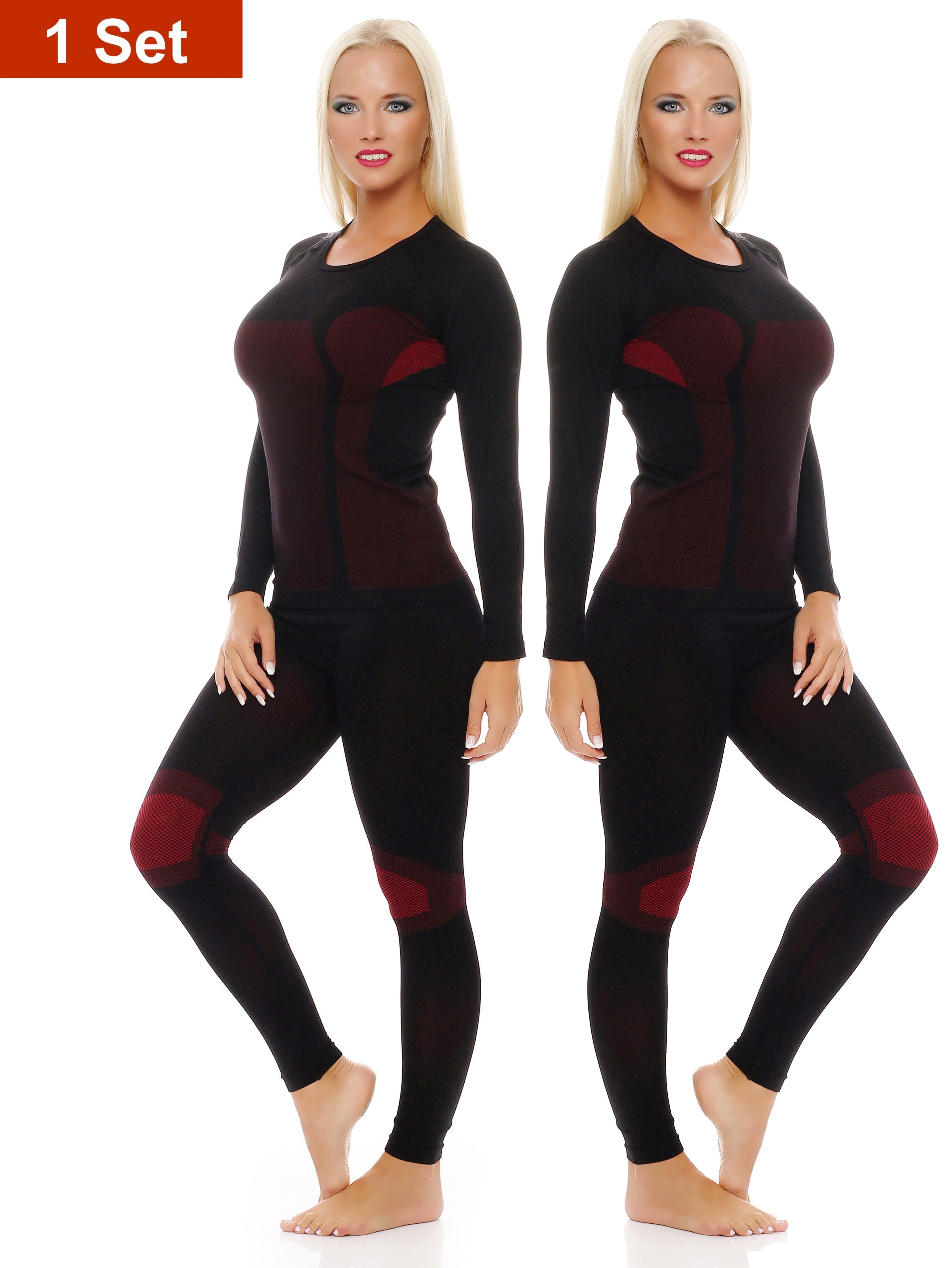 Cocain underwear Funktionsunterhemd Warme lange Ski Unterwäsche Damen Thermo langes Hemd lange Unterhose (Spar-Packung, 2-St) hochfunktionelle Membrantechnologie