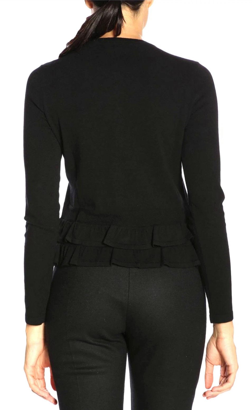 Emporio Armani Strickjacke Damen Cardigan Eleganter Feinstrick mit Volants Doppellagige Volants, Zentrale Knopfleiste