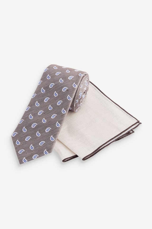 Next Krawatte Set aus Krawatte und Einstecktuch aus Leinen (2-St)