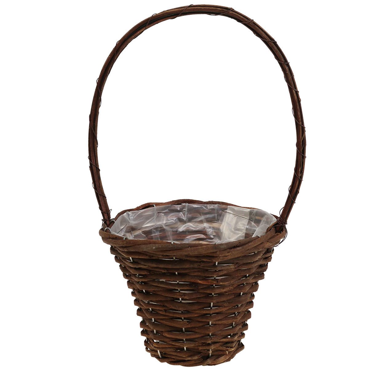 Dekokorb Korb mit Henkel, Pflanzkorb Rustikal Ø24×H18cm