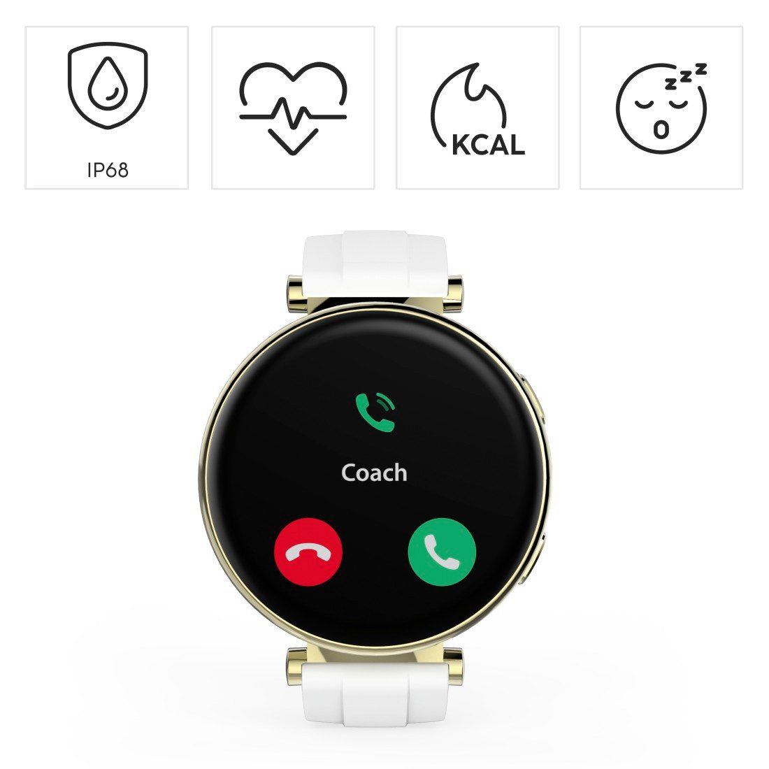 Hama Smartwatch rund 1,32“ (Fitness, Telefonfunktion, Puls, wasserdicht) Smartwatch (1,32 Zoll)