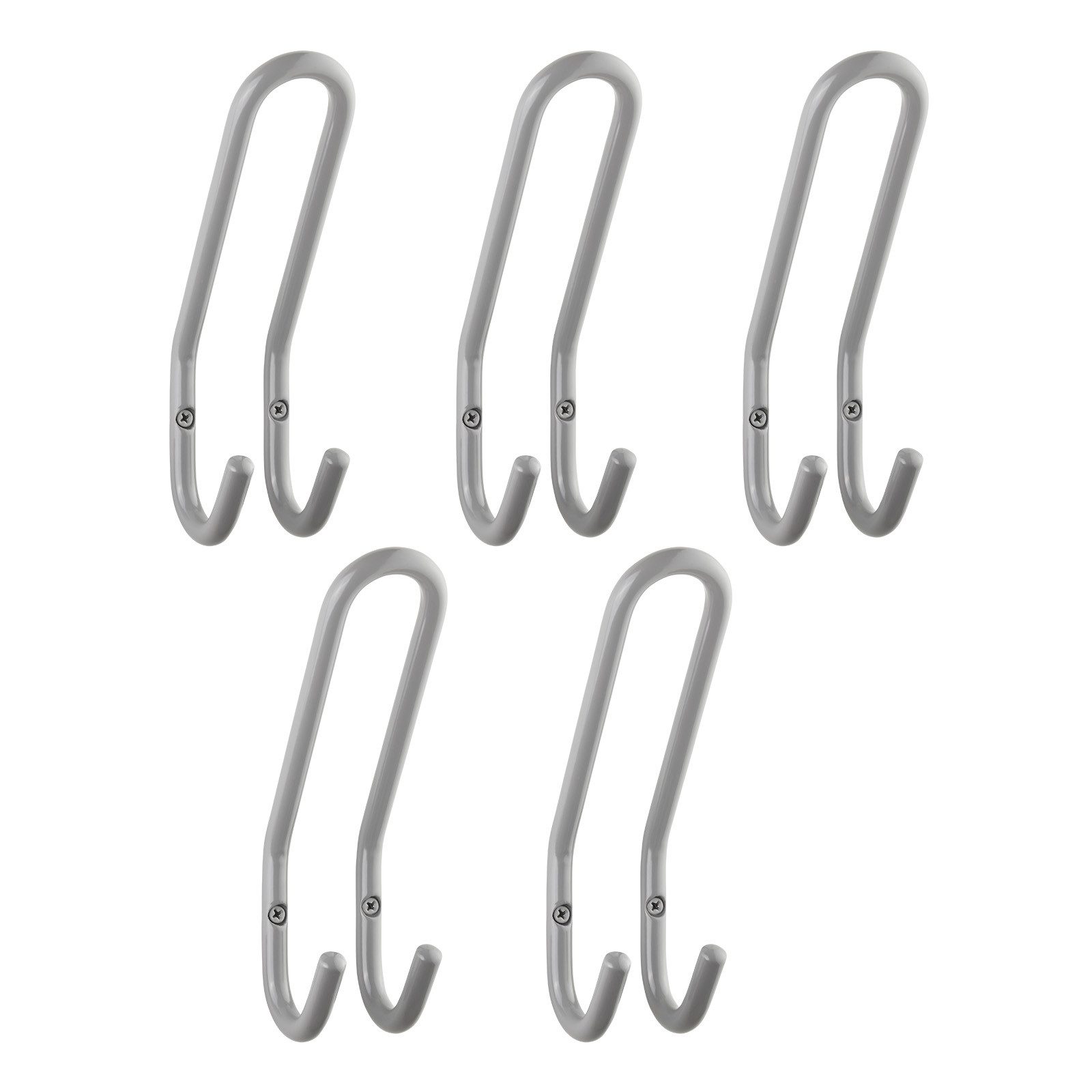 SO-TECH® Kleiderhaken Garderobenhaken FARA Doppelhaken Stahl, (5-St), 192 x 51 x 78 mm, Stangendurchmesser 10 mm, Stahl grau