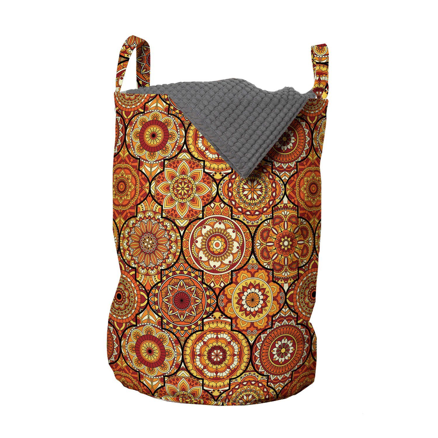 Abakuhaus Wäschesäckchen Wäschekorb mit Griffen Kordelzugverschluss für Waschsalons, marokkanisch Blumenmotive man | Wäschesäcke
