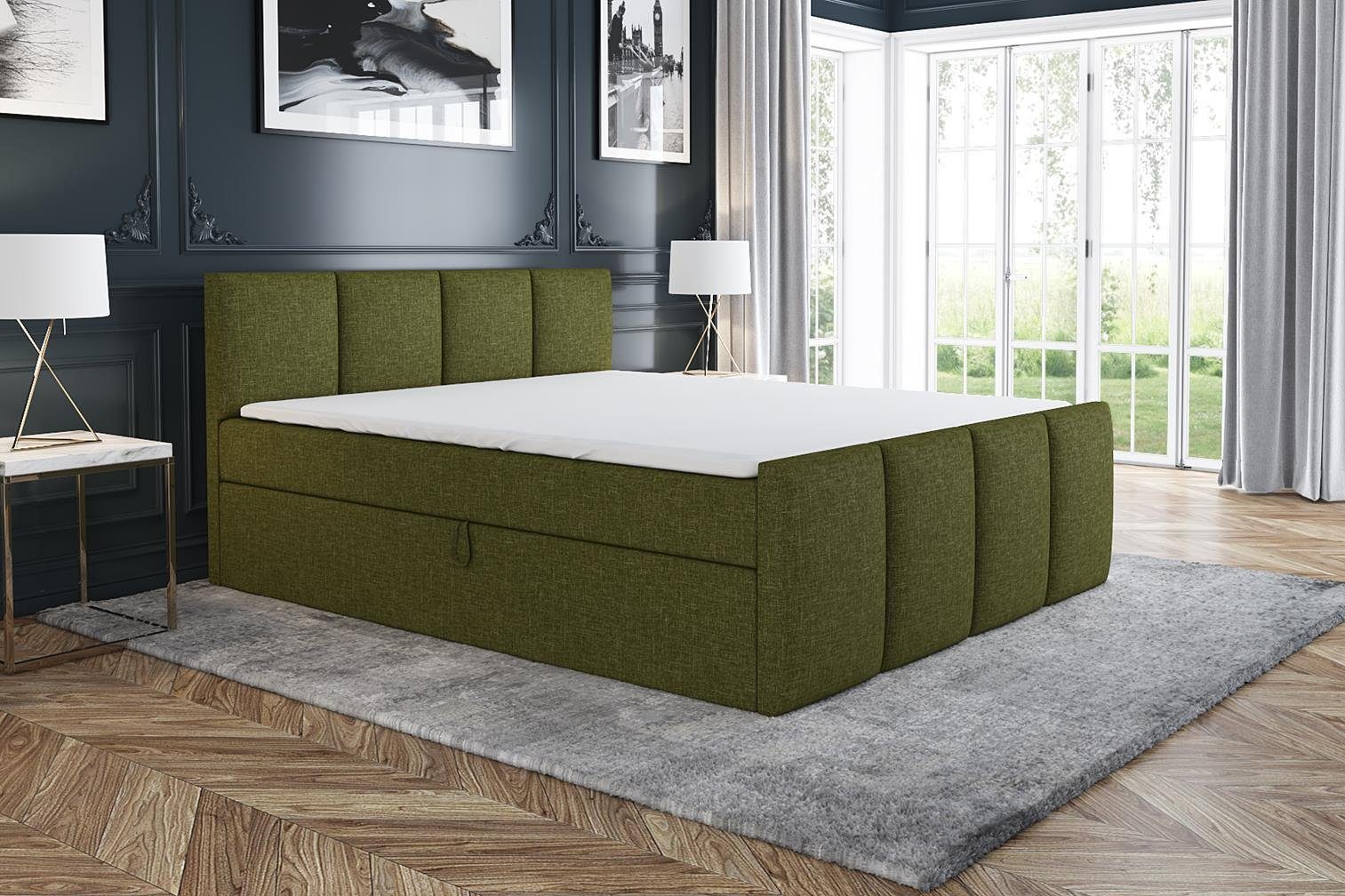 Bonell-Matratze GmbH Boxspringbett OLIVE A&J Topper. und mit 8 MöbelLand ECOS