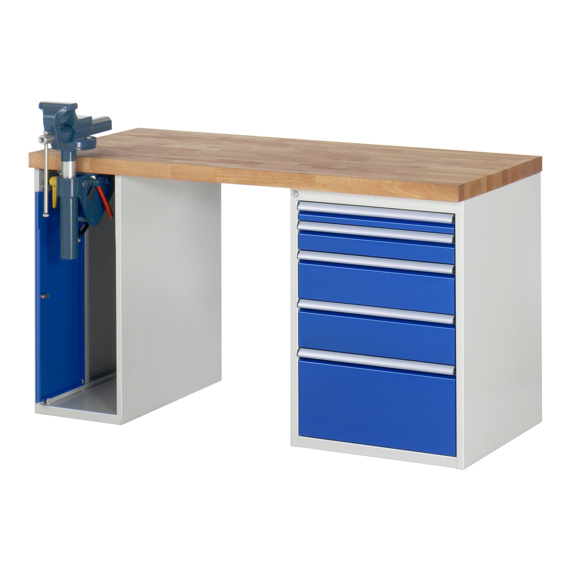 RAU Werkbank Rau Werkbank Modell 7511 mit 5 Schubladen und Schrank BxTxH 1500x700x8
