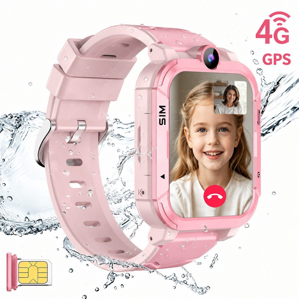 blackview Z20 4G Videoanruf, GPS, SOS-Taste, IP67 wasserdicht, 800mAh Kinder Smartwatch (1,83 Zoll), 1.83", 8 MP, GPS + LBS + WiFi, 800 mAh, IP67, 4G Nano SIM