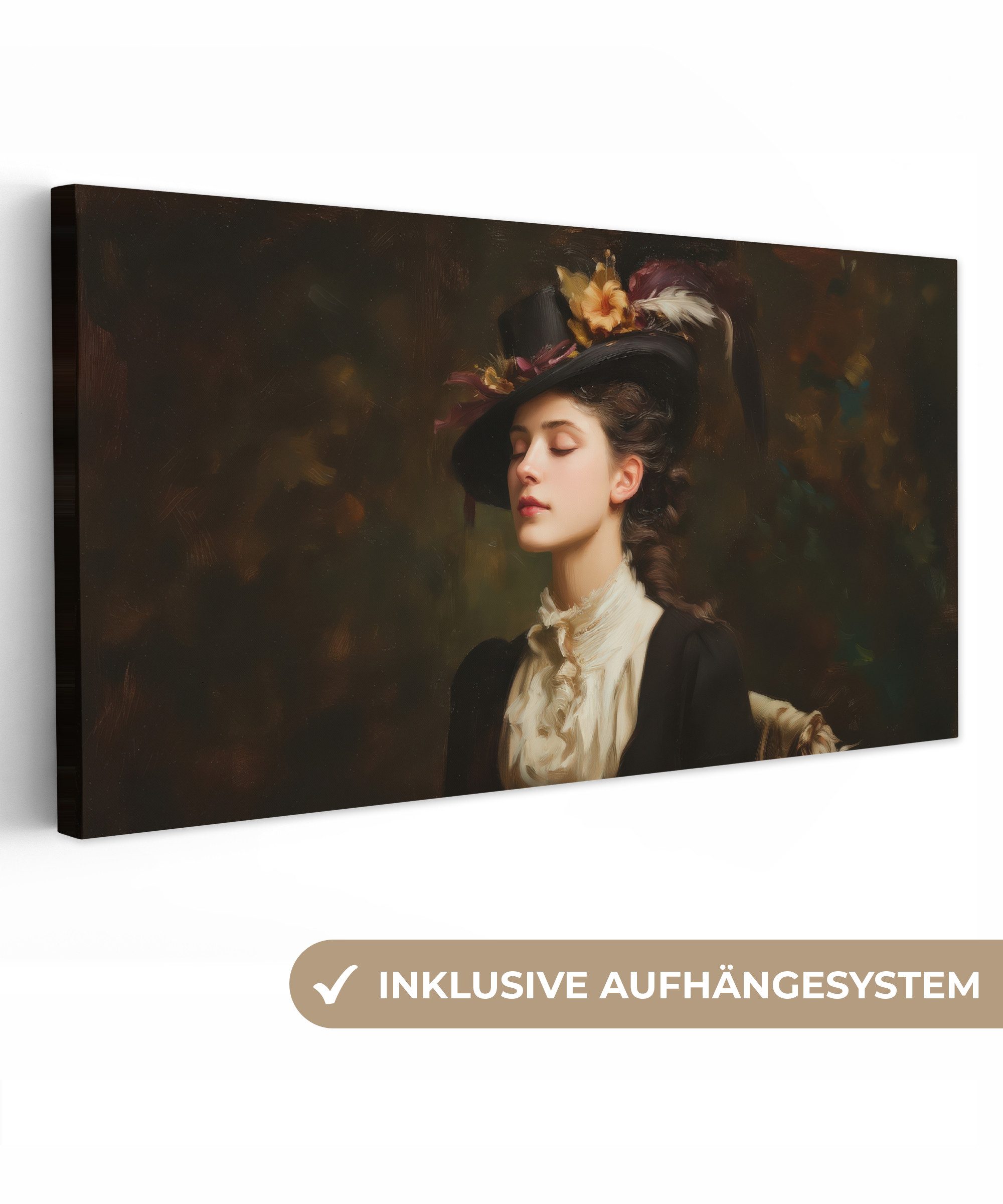 OneMillionCanvasses® Leinwandbild Panorama Frau - Viktorianisch - Porträt, Fotodruck (1 St), Wandbild, Deko Schlafzimmer Wohnzimmer Flur 40x20 cm