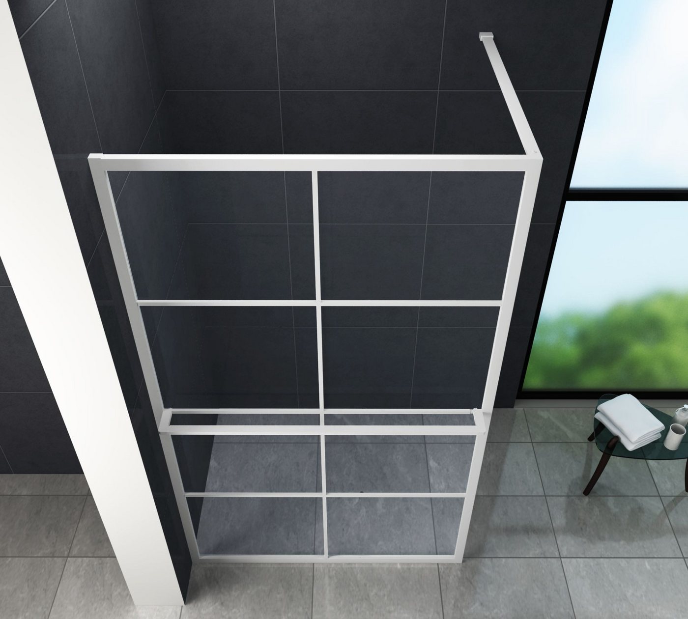 Thumbnail - Home Systeme Duschwand LONDON Weiß Duschtrennwand Duschkabine Duschabtrennung Duschwand