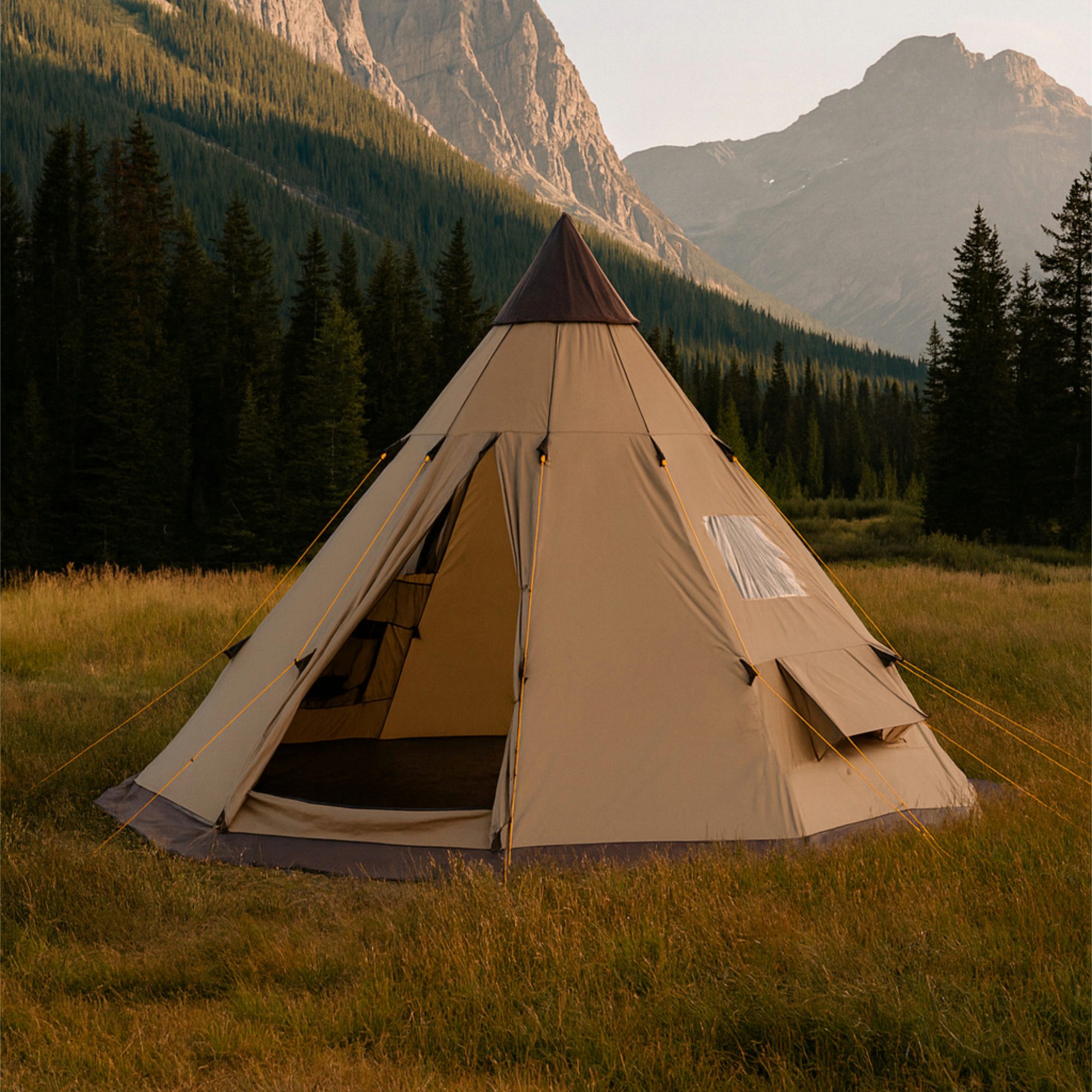 CampFeuer Tipi-Zelt Tipi Zelt Spirit für 4 Personen, 3000 mm Wassersäule, Braun, Kegelzelt, Personen: 4