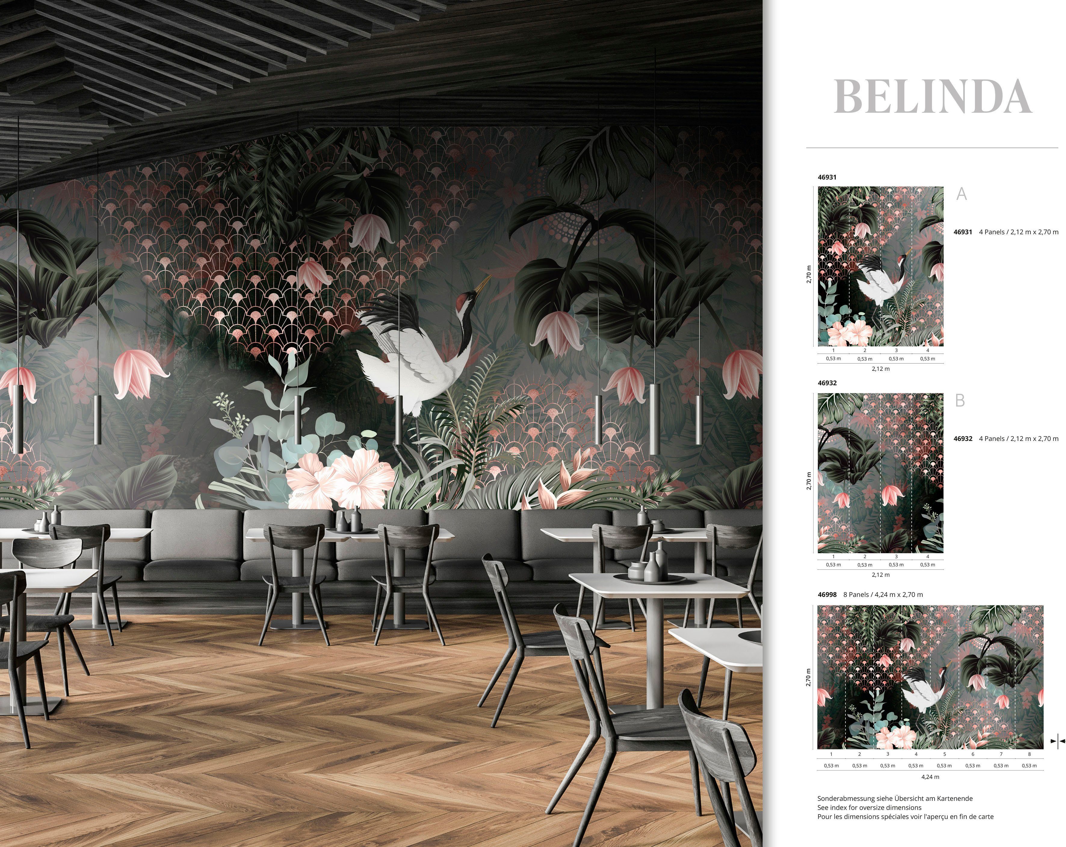 Marburg moderne für matt, Belinda, Wohnzimmer Vliestapete glatt, Schlafzimmer Küche grün-pink Fototapete