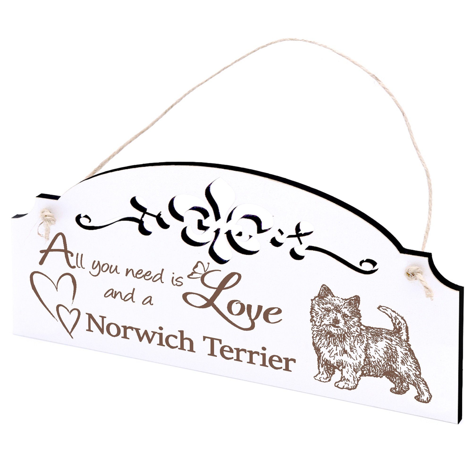 Norwich 20x10cm Dekolando Deko need All Terrier you is Love Hängedekoration