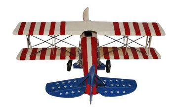JS GartenDeko Modellflugzeug Modellflugzeug Doppeldecker USA Flagge Oldtimer Flugzeug B 44,5 cm