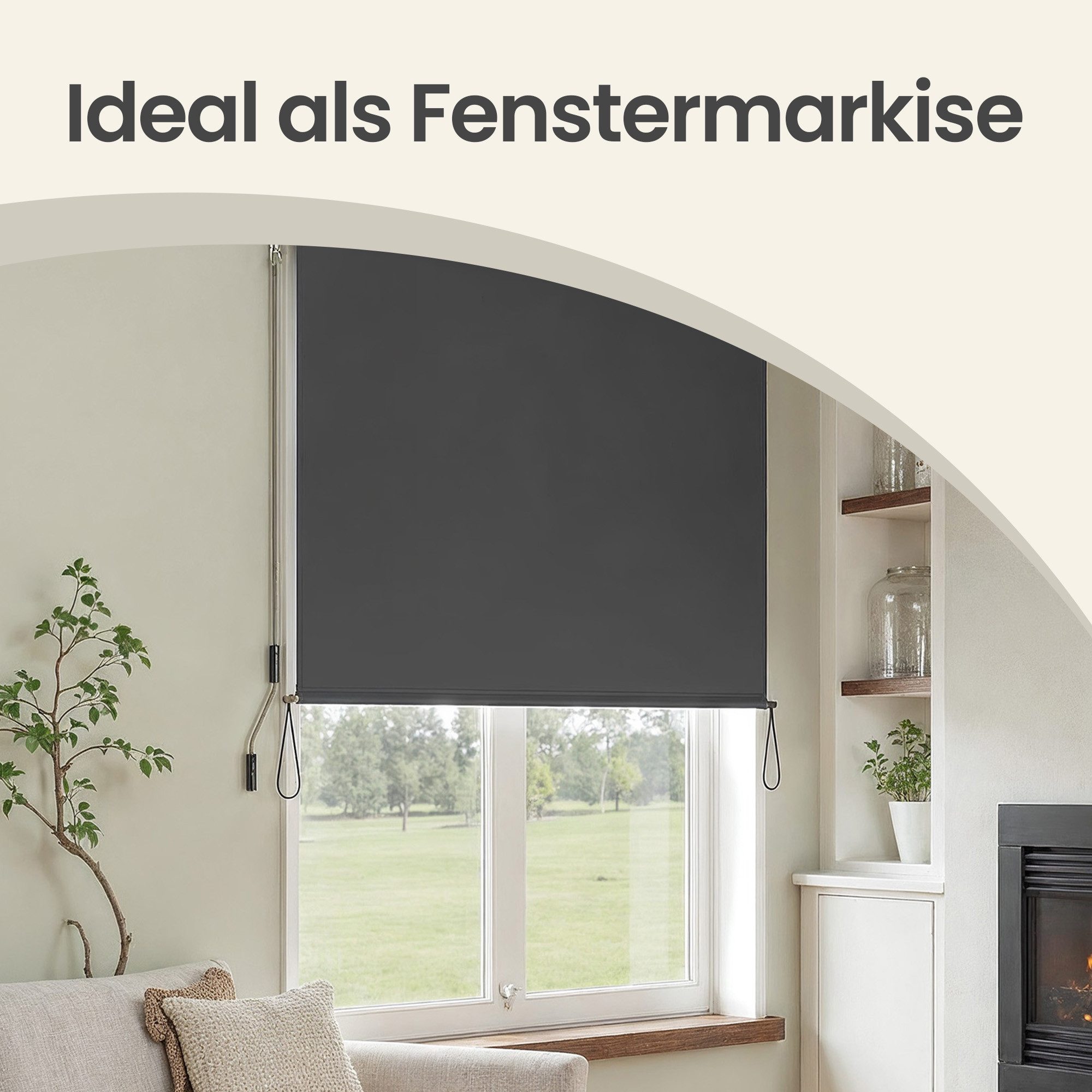 SONGMICS Seitenmarkise Senkrechtmarkise Alu, balkon ohne Bohren, ausziehbar (inkl. Zubehörpaket & Anleitung) grau, 250 cm breit, Vertikalmarkise mit Markisenkasten