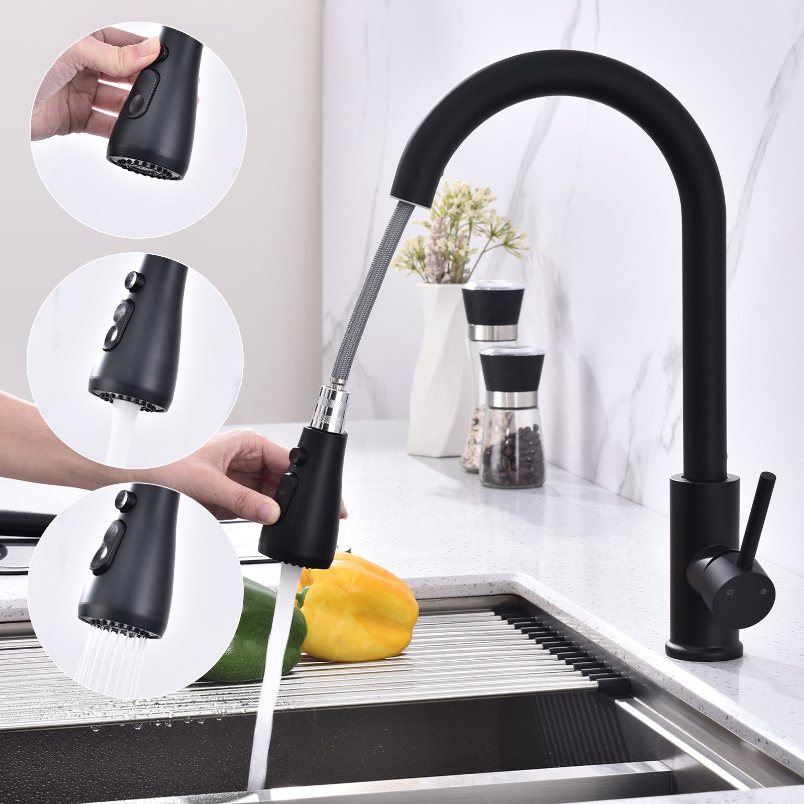 HOMELODY Spültischarmatur Hochdruck Wasserhahn Küche 360° günstig online kaufen