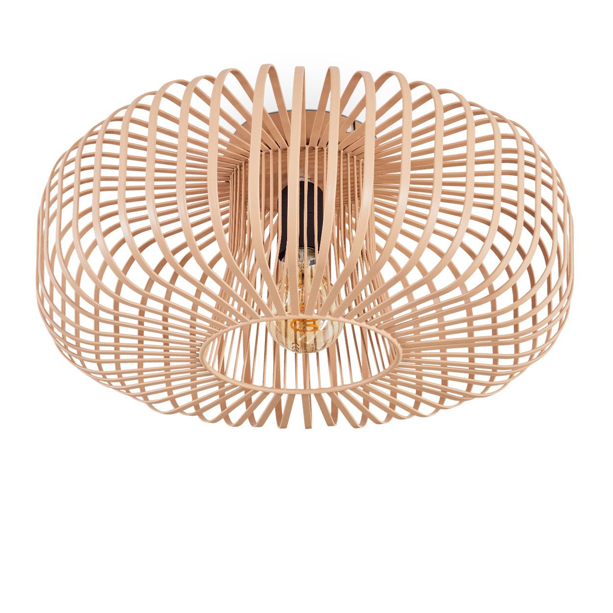 hofstein Deckenleuchte runde Deckenlampe aus Metall in Schwarz/Hellbraun/Be günstig online kaufen