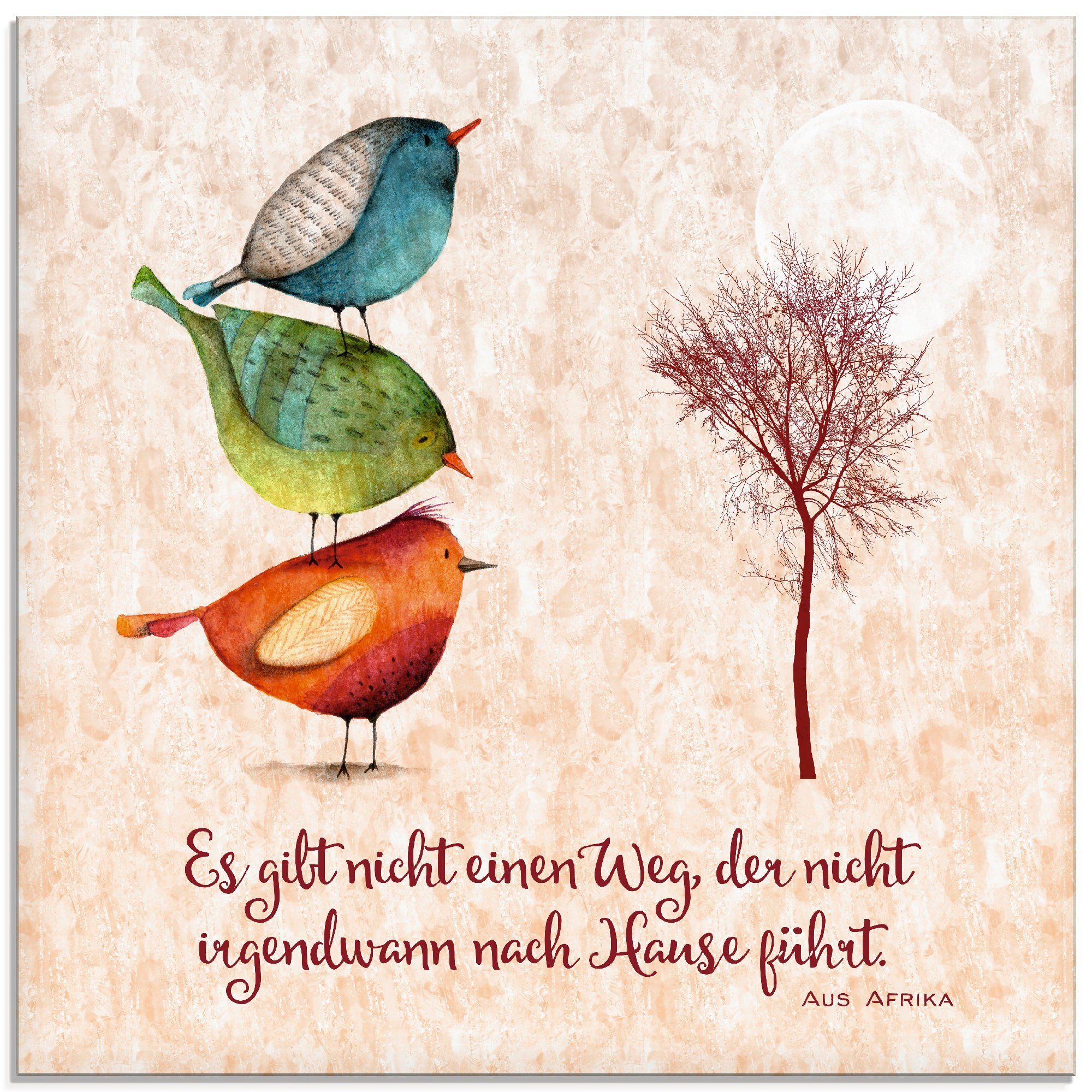 Artland Glasbild Lebensweisheit Zu Hause, Tiere (1 St), in verschiedenen Gr günstig online kaufen