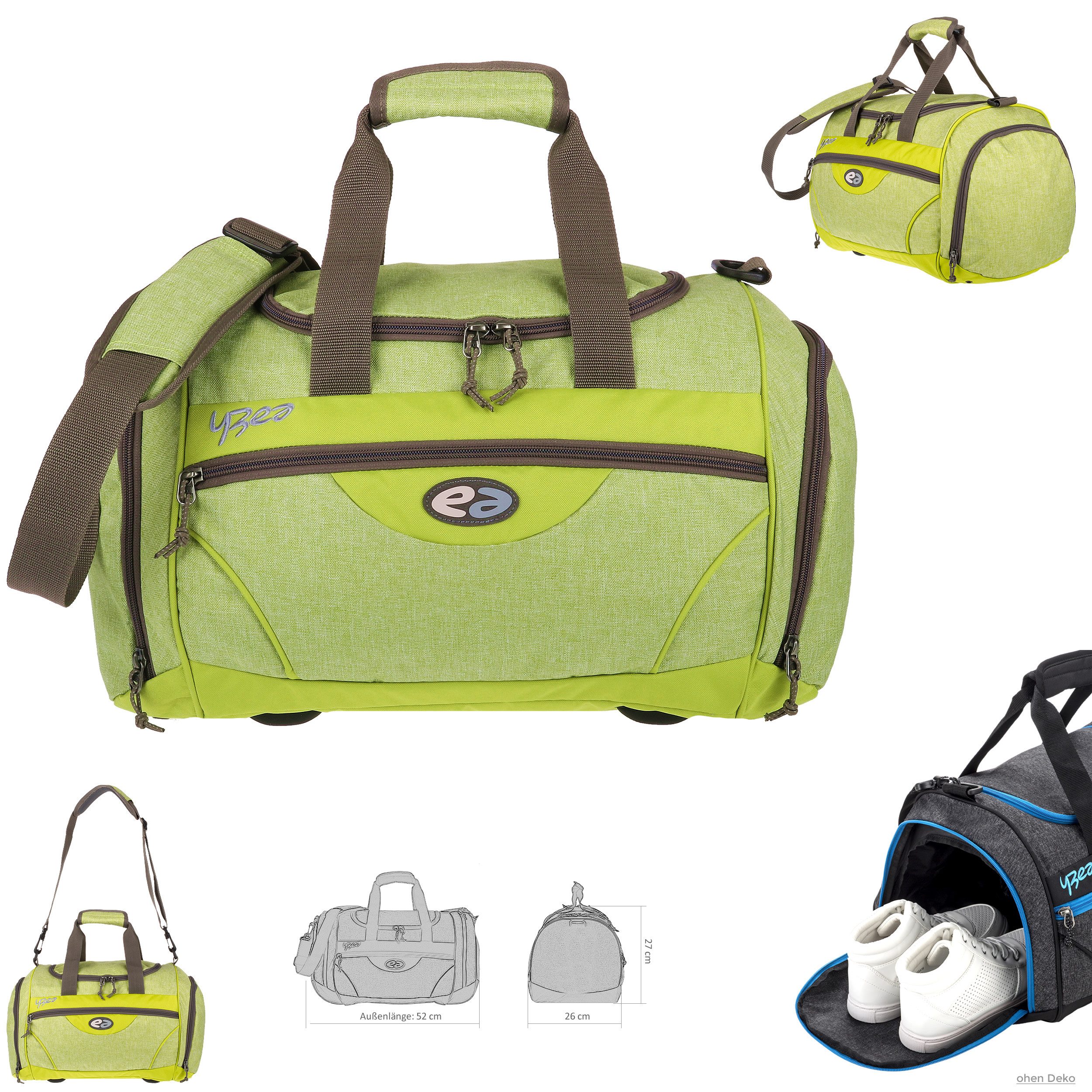 yzea® Sporttasche Jungen Mädchen Sports 52 cm 26 Liter mit Schuhfach, Naßfach, Freizeittasche Tasche Damen Herren Kinder + Trinkflasche