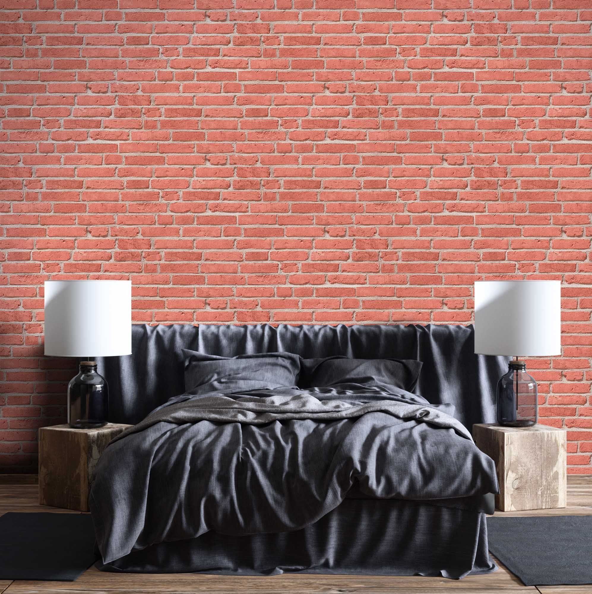 Newroom Vliestapete Muster Tapete Ziegelstein Mauer,Stein, Steintapete Rot günstig online kaufen