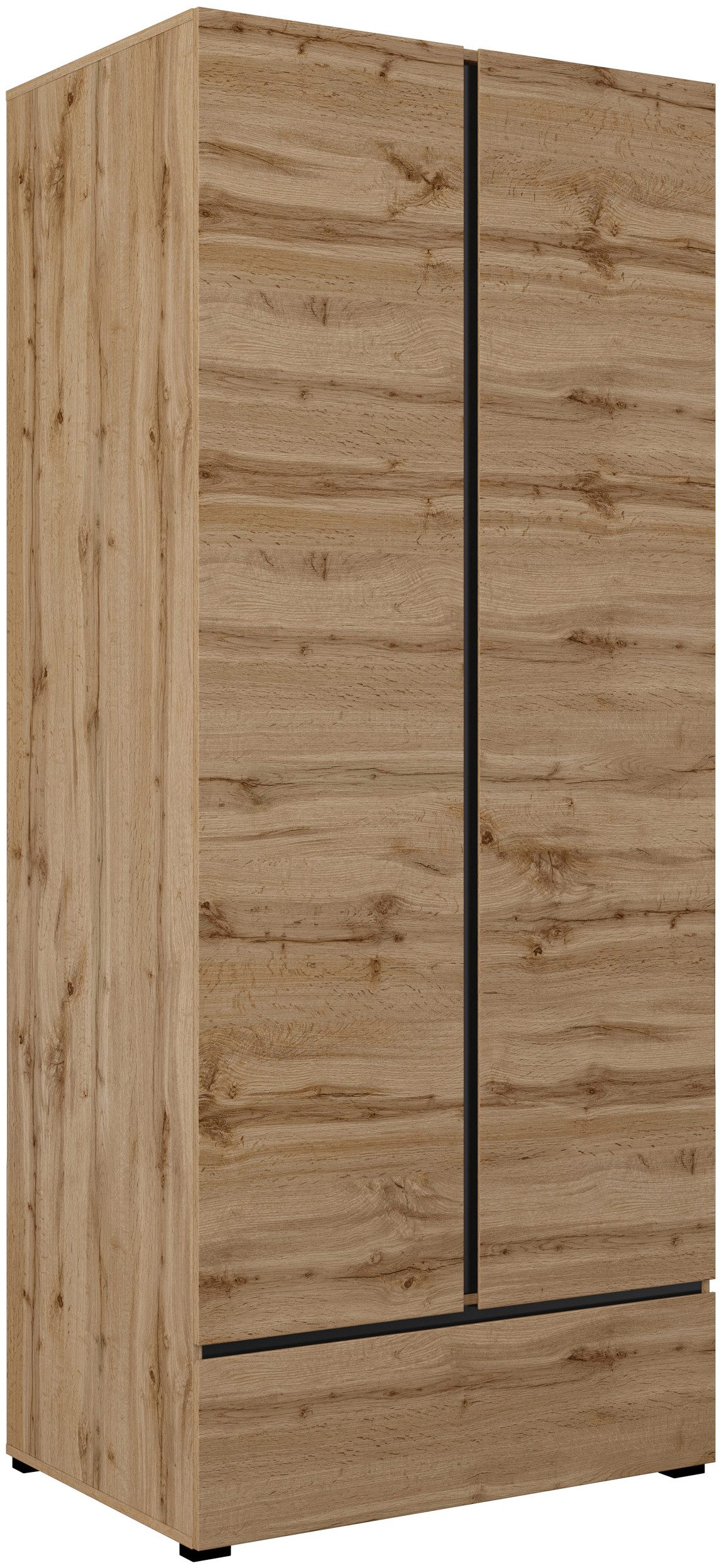 Home affaire Drehtürenschrank Cross, moderner griffloser Kleiderschrank Wäscheschrank mit Schublade, Garderobe, Türen