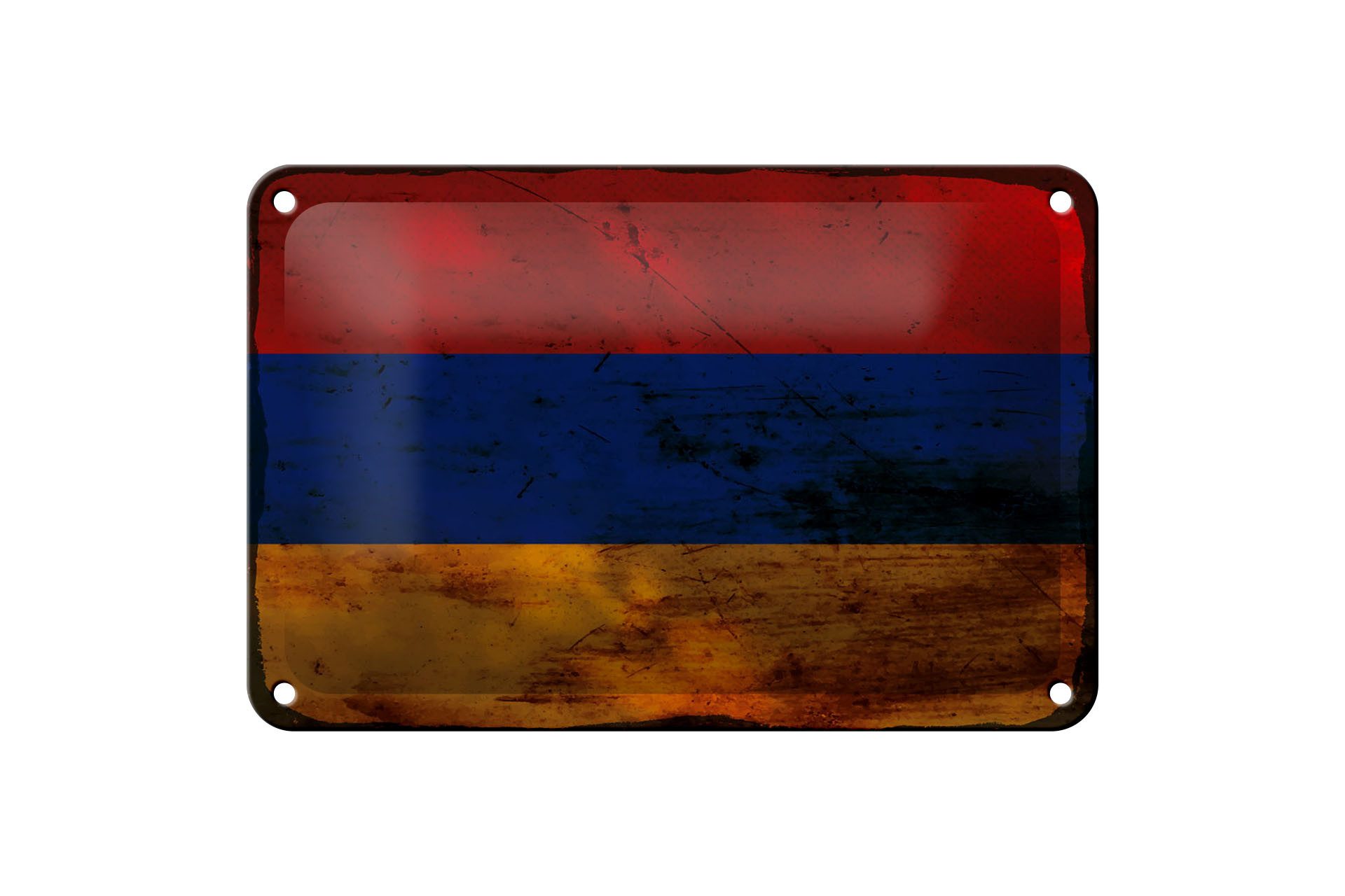 Femer GmbH Metallschild Flagge Armenien 18x12cm Flag of Armenia Rost, (1 St), gewölbte Oberfläche, abgerundete Ecken, umgeschlagene Kanten