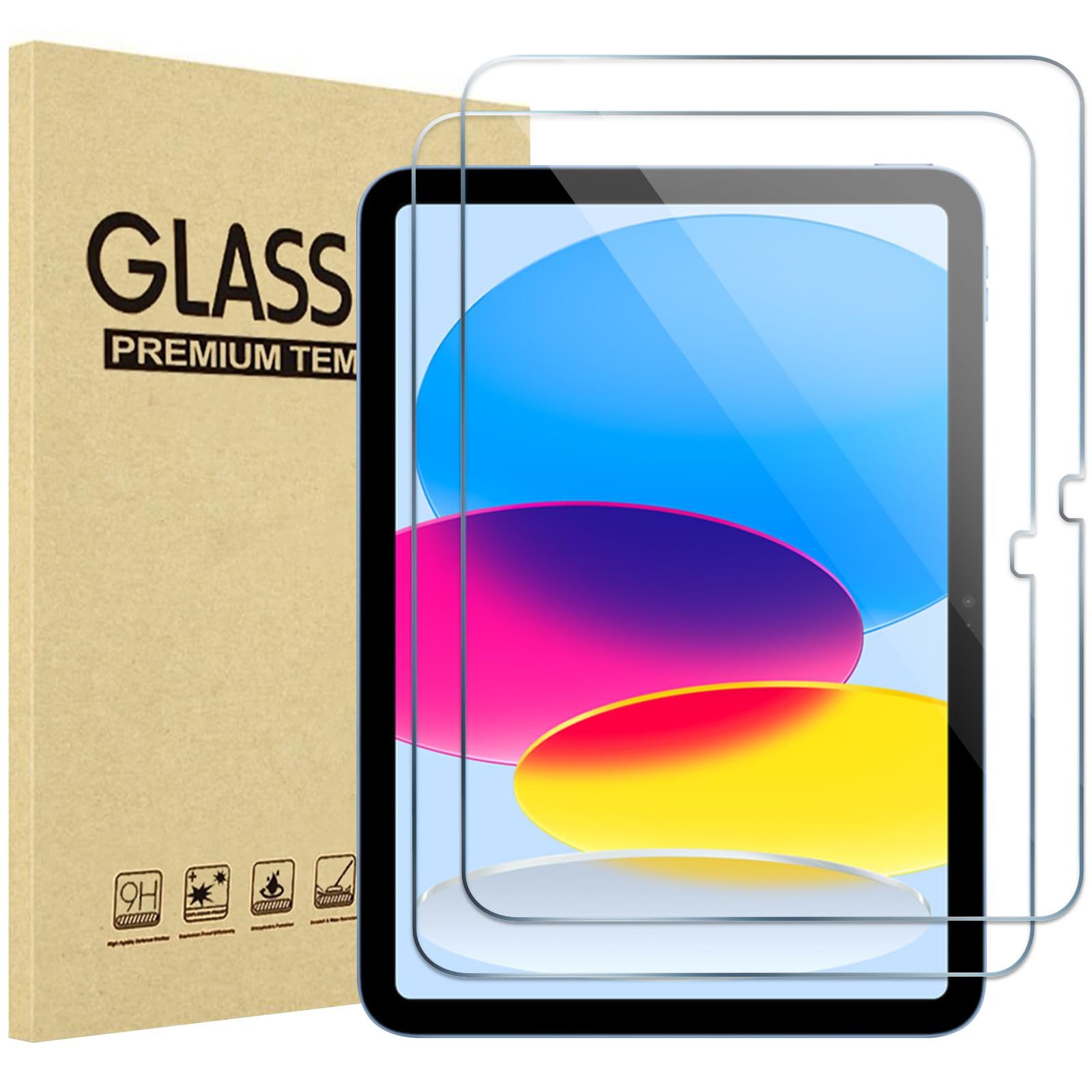 Toomoke Schutzfolie Panzerglas für iPad 10. Generation 2022, Displayschutz, (9H Härte 2.5D [Hohe Auflösung][Anti-Bläschen][Anti-Kratzen), Schutzfolie Kompatibel mit iPad 10. Generation 10,9 Zoll