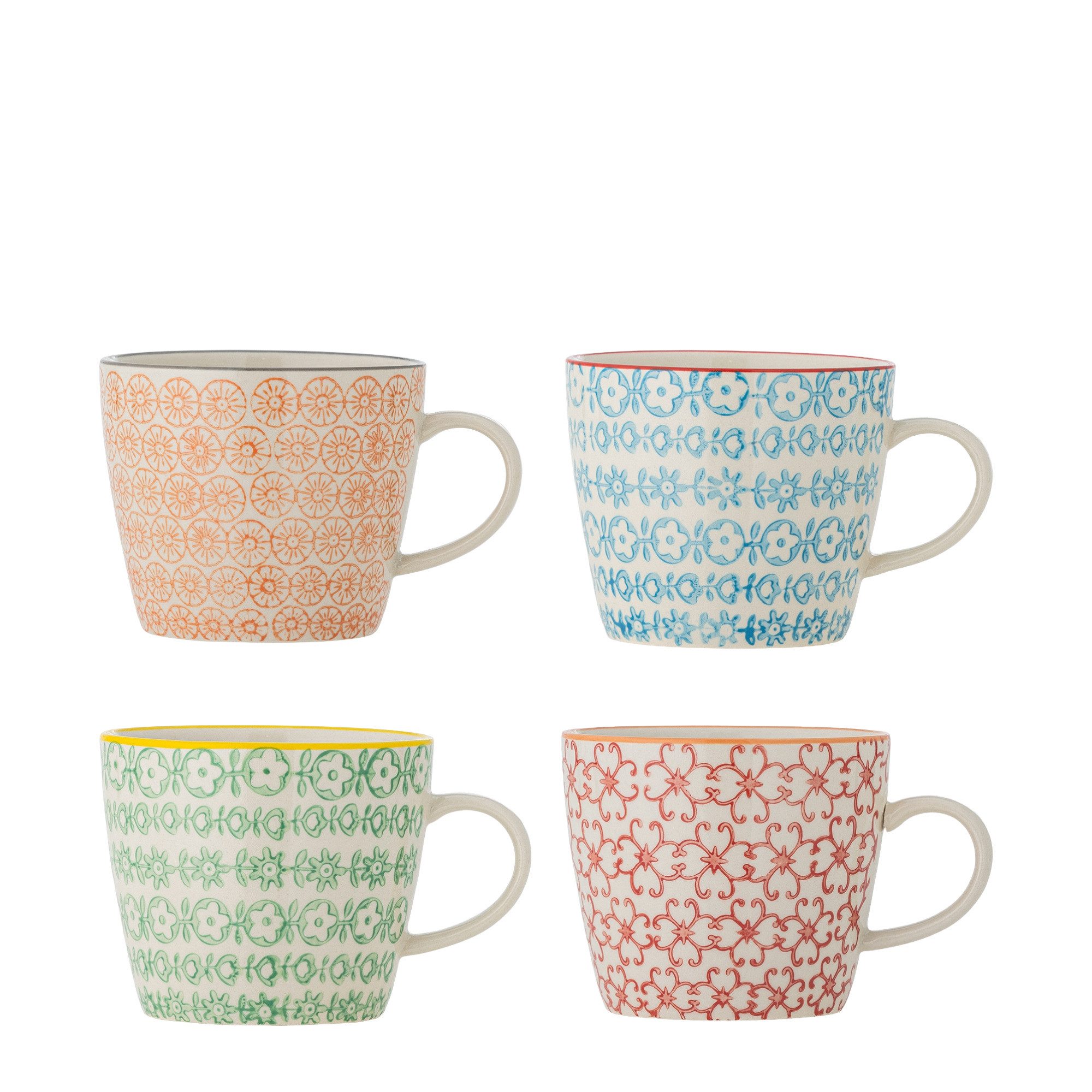 Bloomingville Tasse Bloomingville Carla Becher, Bunt, Steingut 4er Set