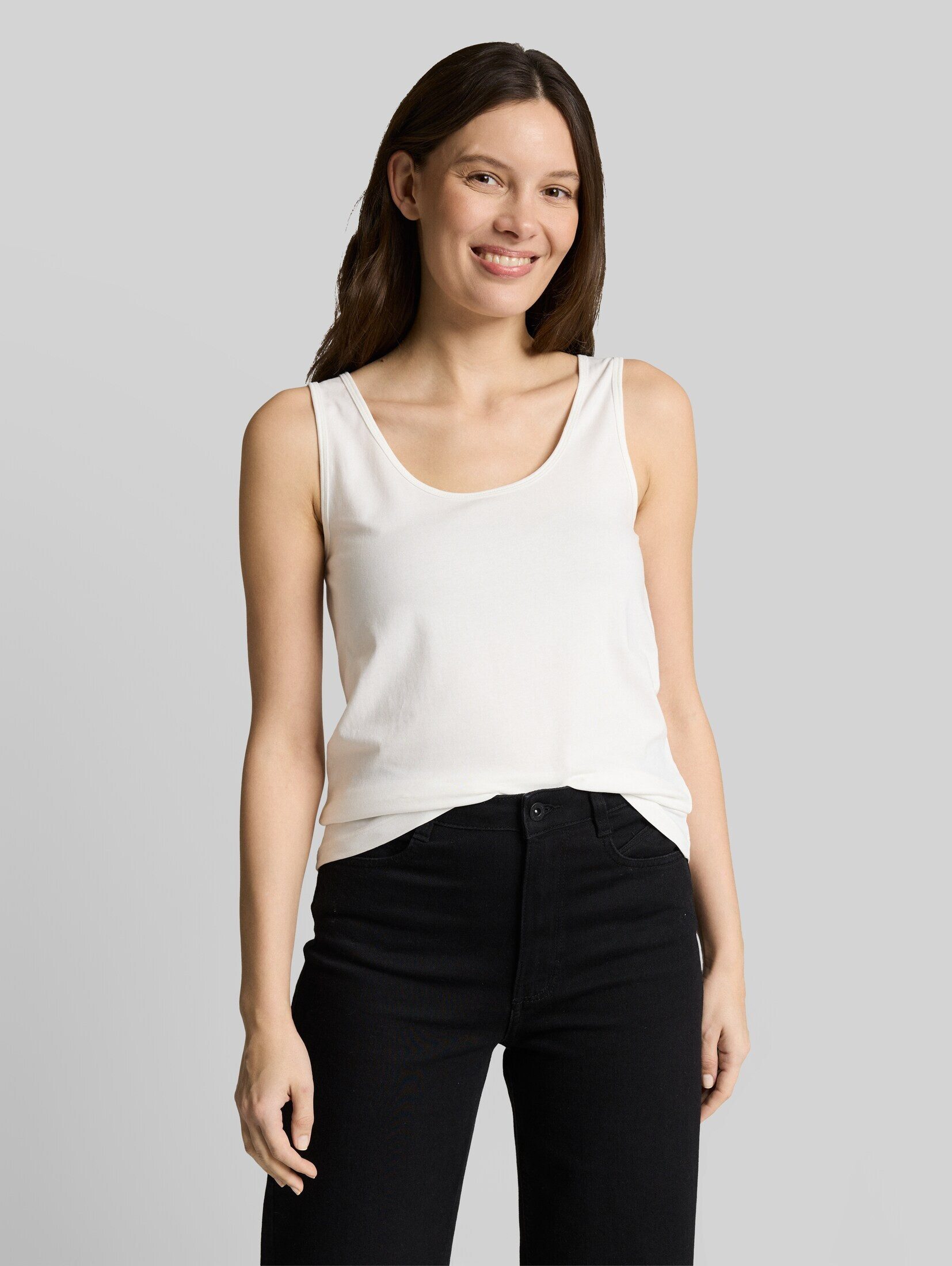 TOM TAILOR Trägertop T-Shirt (im Einserpack) Slim Fit Top mit Rundhalsausschnitt