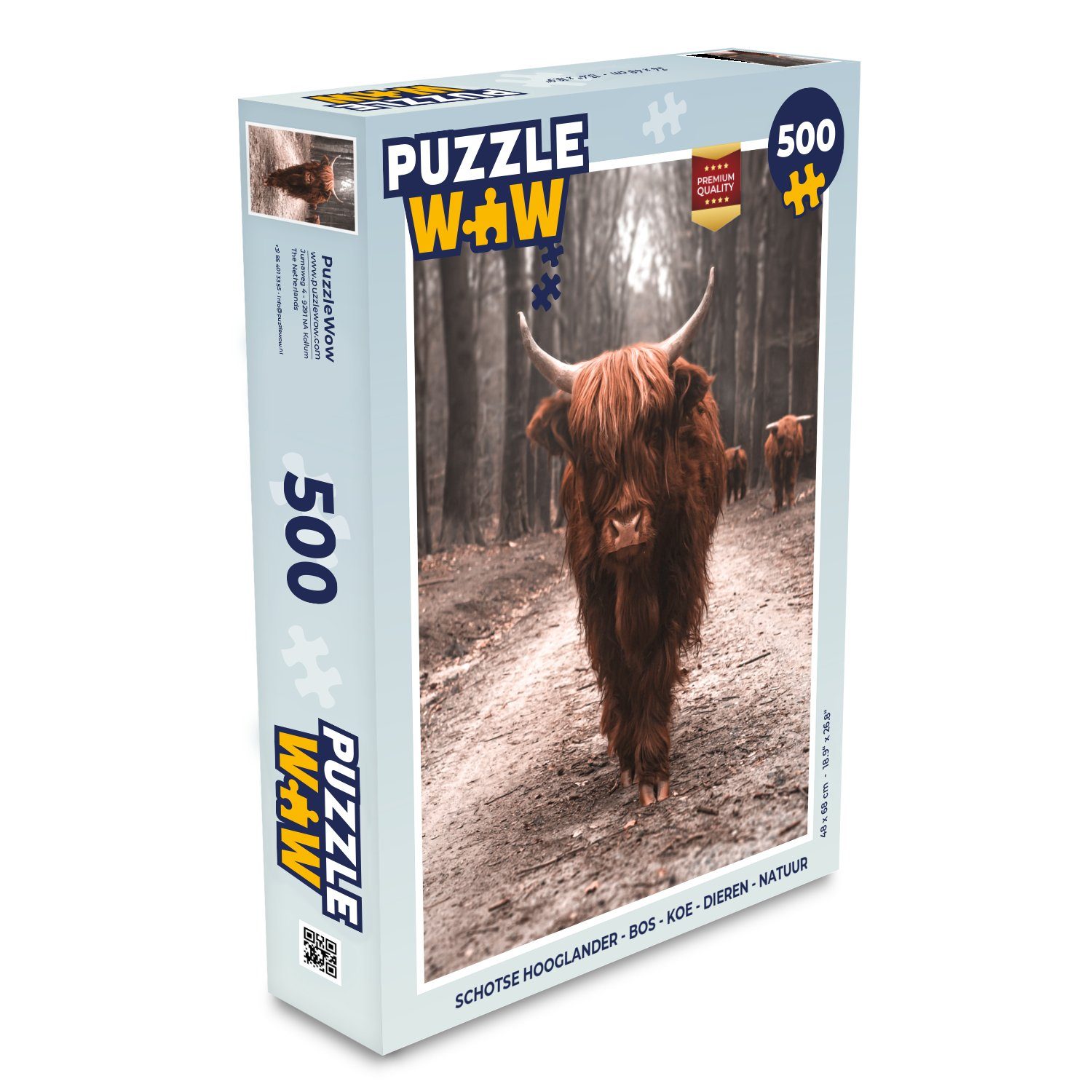 MuchoWow Puzzle Schottischer Hochländer - Wald - Kuh - Tiere - Natur, Puzzleteile, Foto-Puzzle, Bilderrätsel, Puzzlespiele, Spielzeug