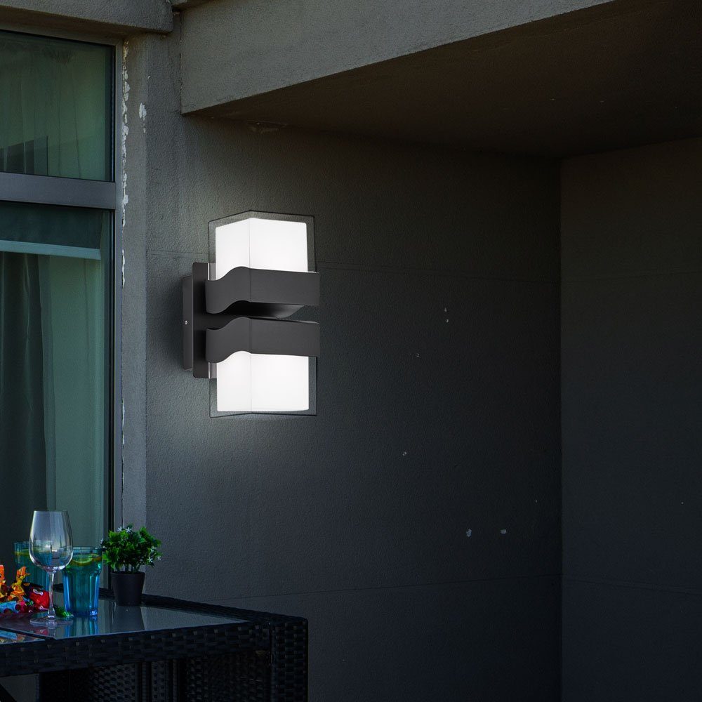 etc-shop Außen-Wandleuchte, LED-Leuchtmittel fest Wandlampe Fassadenleuchte Außenwandleuchte LED Außen Warmweiß, verbaut, Wandleuchte