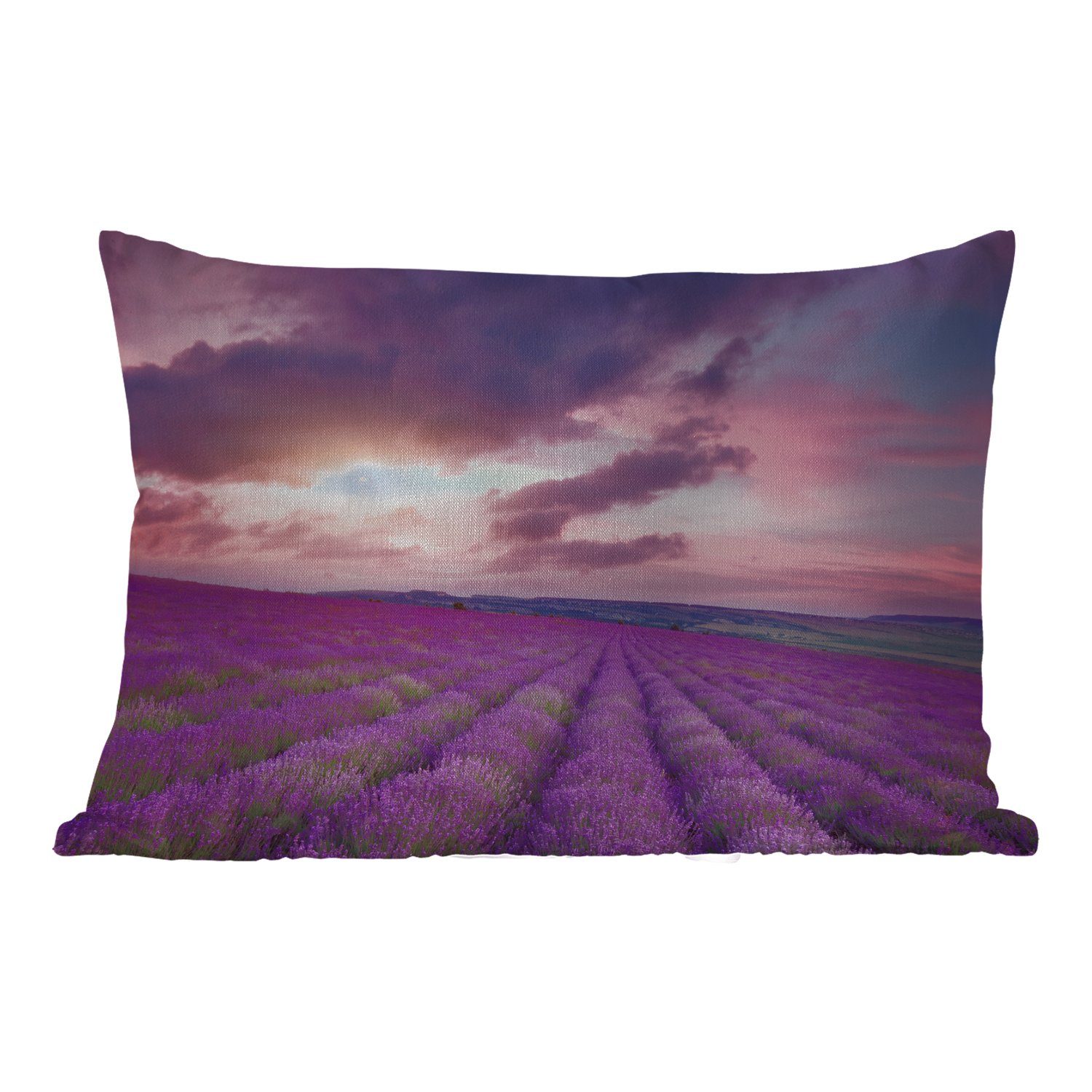 MuchoWow Dekokissen Lavendel - Lila - Wolken - Blumen, Outdoor-Dekorationskissen, Polyester, Dekokissenbezug, Kissenhülle