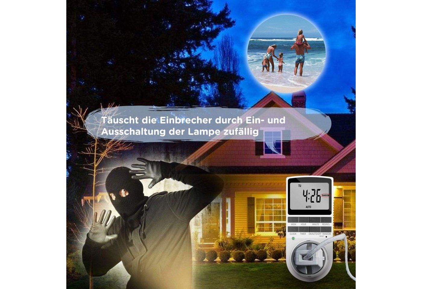 Thumbnail - MODFU Zeitschaltuhr Digitale Zeitschaltuhren Timer Steckdose Zeitschaltuhr-Steckdose, mit 10 täglichen konfigurierbaren ...
