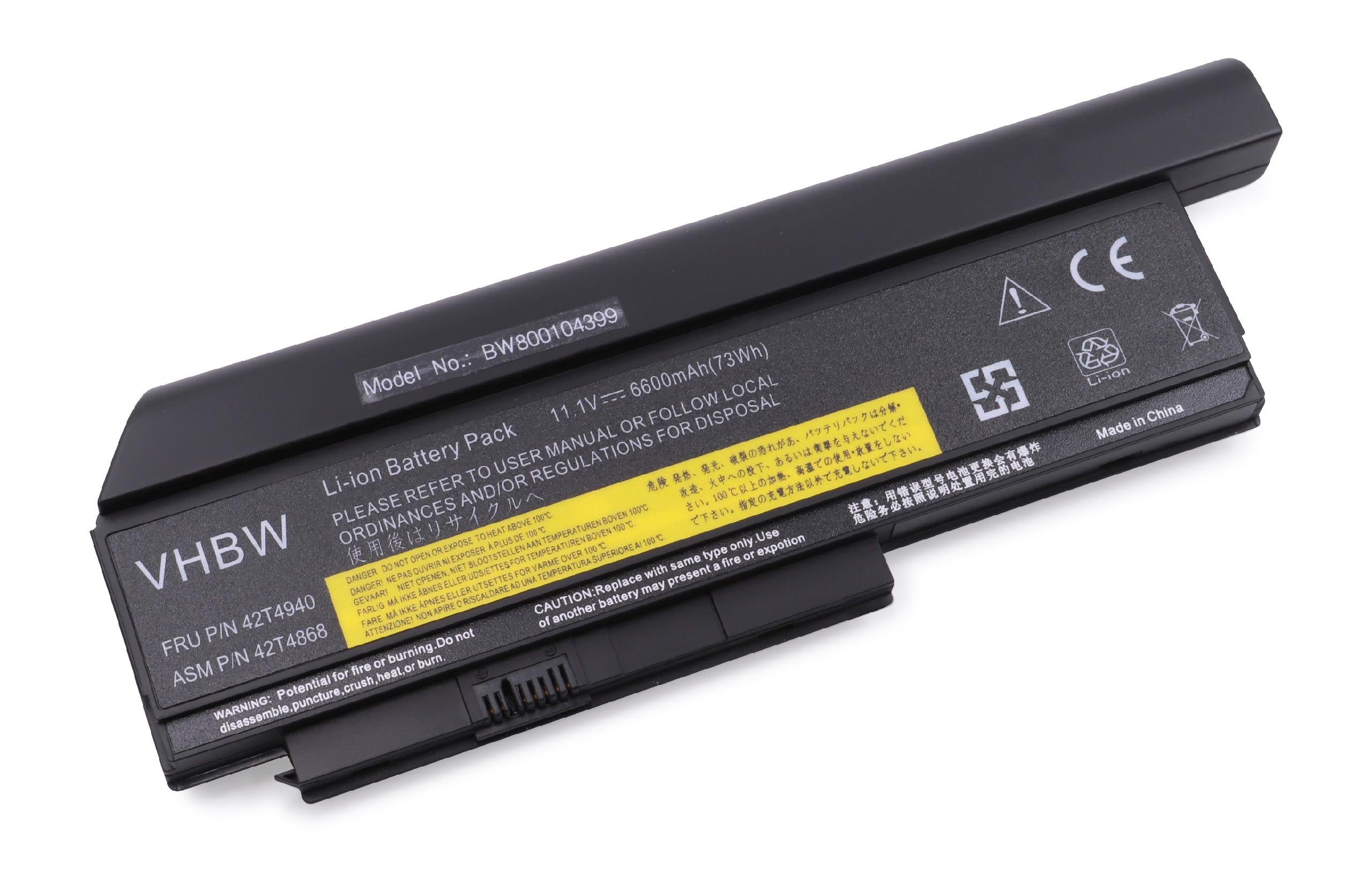 vhbw Ersatz für Lenovo 42T4861, 42T4862, 42T4863, 42T4865, 42T4866, Laptop-Akku 6600 mAh