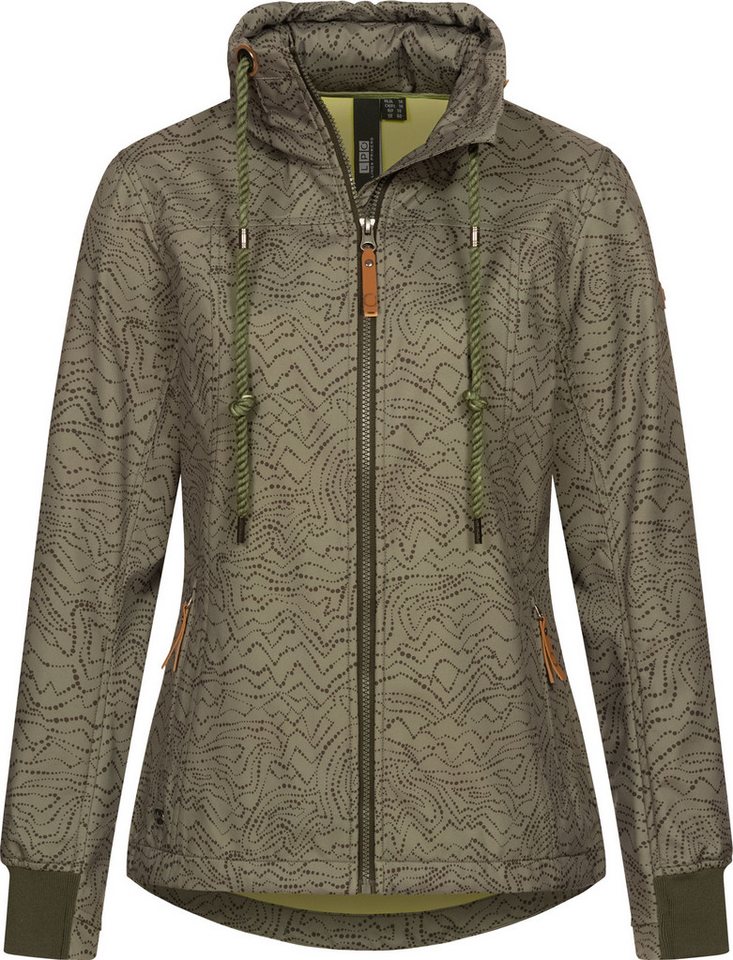 LPO Softshelljacke SHELBY PEAK IV Women leichte Softshelljacke mit  All-Over-Print und abnehmbarer Kapuze