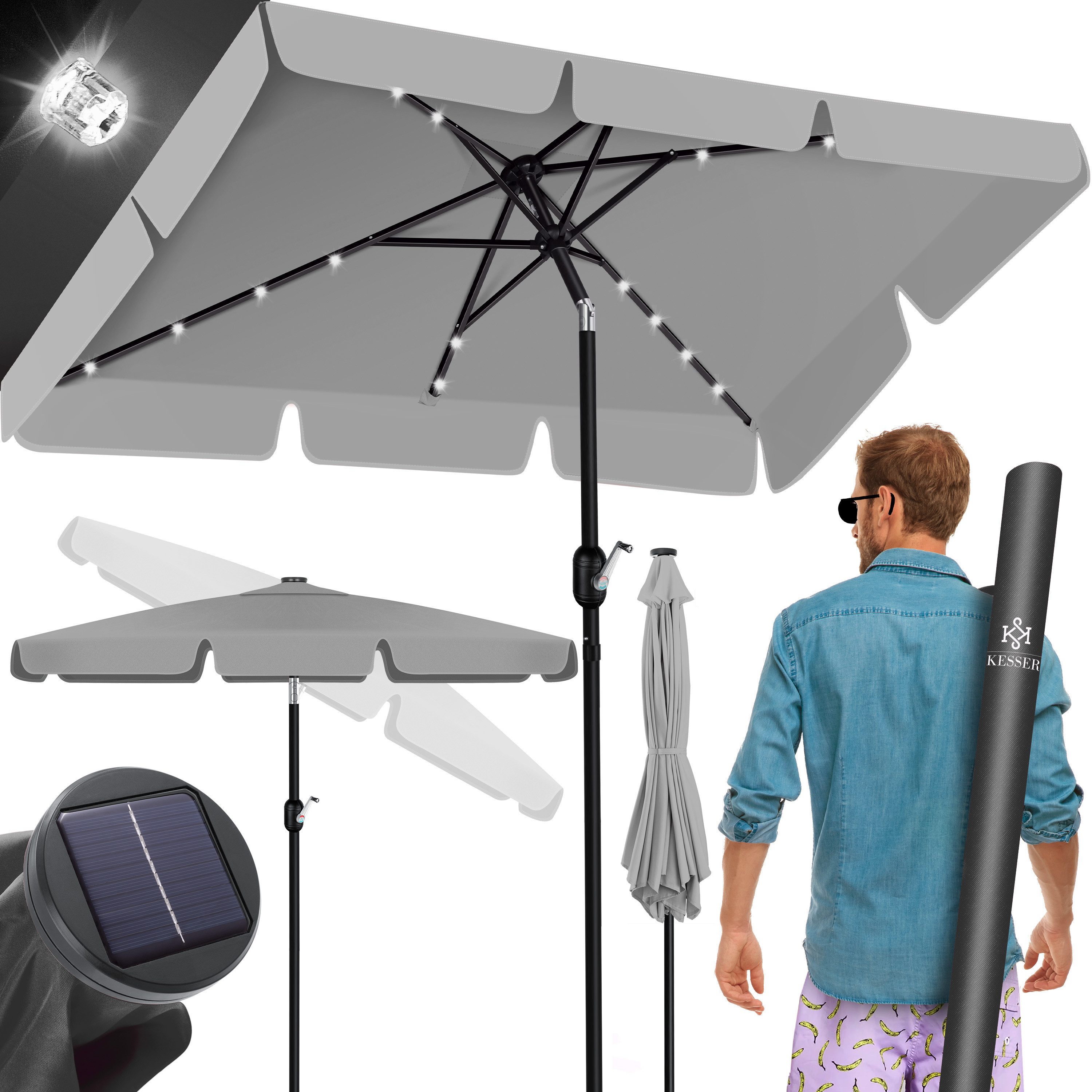 KESSER Sonnenschirm, Sonnenschirm Balkonschirm LED Solar günstig online kaufen