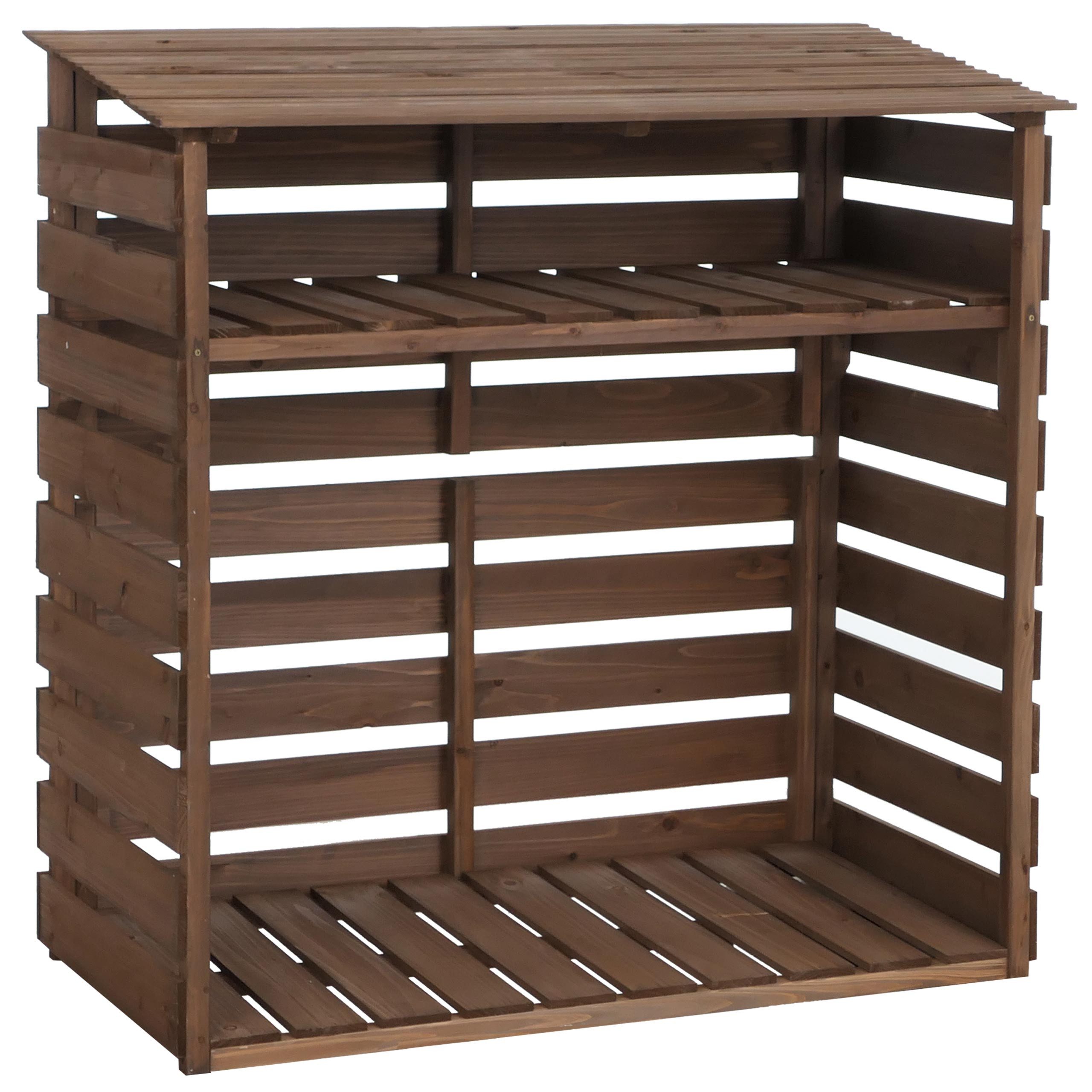 MCW Kaminholzregal MCW-Q16, BxTxH:122x61x121 cm, Schräges Dach leitet Regenwasser ab und hält den Innenbereich trocken