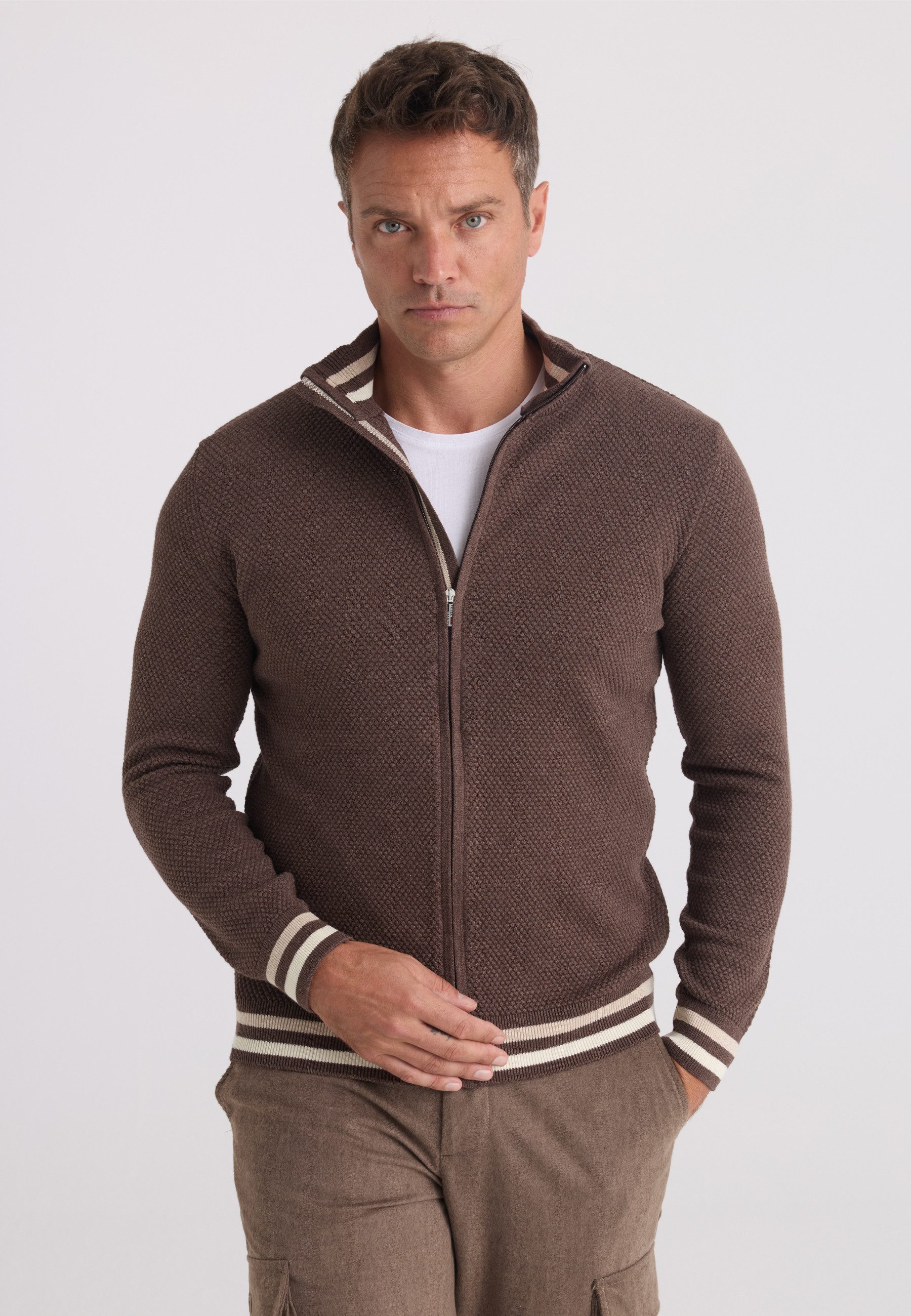 Felix Hardy Strickjacke Strickjacke mit durchgehendem Reißverschluss