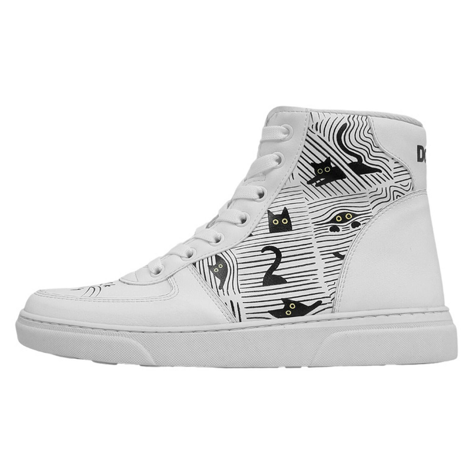 DOGO Ace Boots Black Cats Only Damen High Sneaker, Ace Boots Black Sneaker Handgefertigt