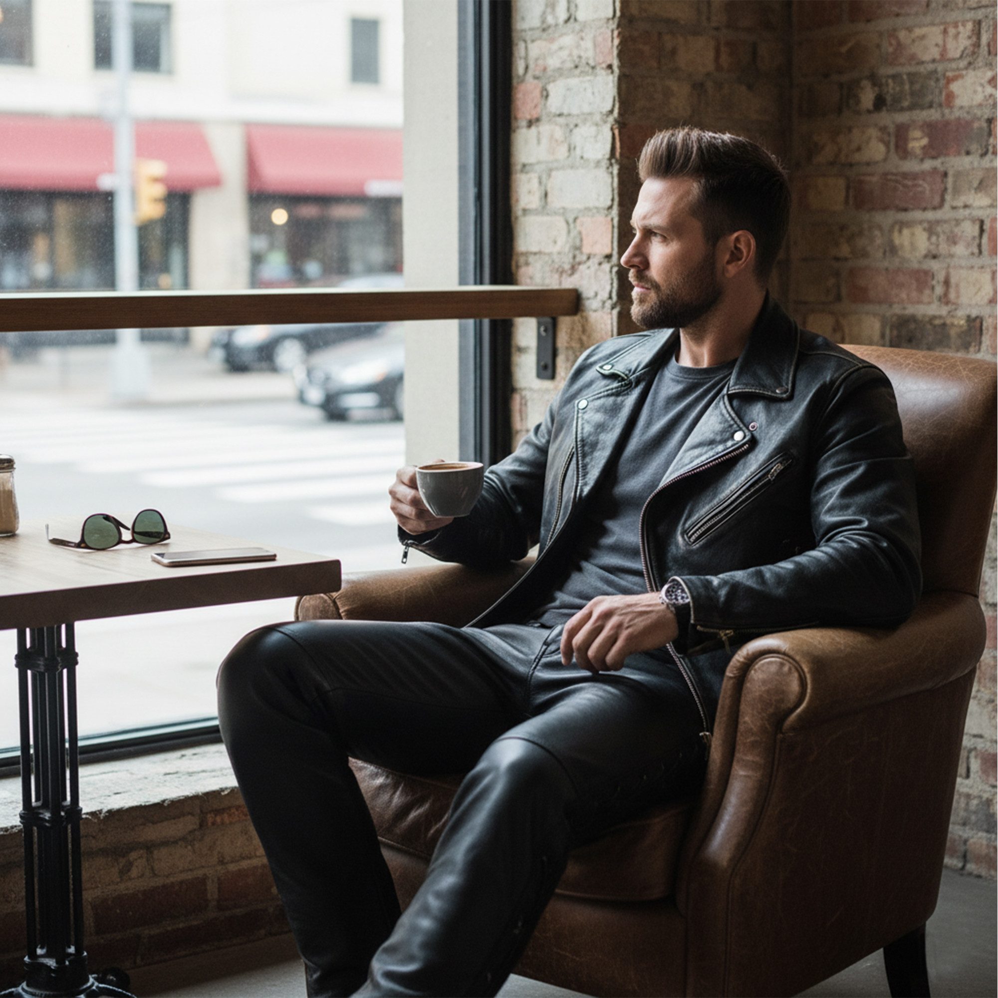 RadMasters Motorradhose GW860 Stylish Biker Lederjeans aus Büffelleder
