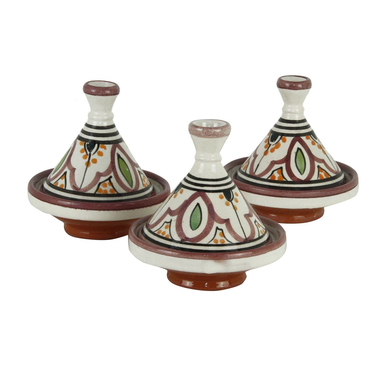 Casa Moro Servierteller 3er Set Gewürze Tajine zum Servieren von Beilagen & Gewürzen, Keramik, (Kunsthandwerk aus Marrakesch, Schöne Dekoration und Geschenkidee, 3-tlg., 3er Set), Ø 10 cm